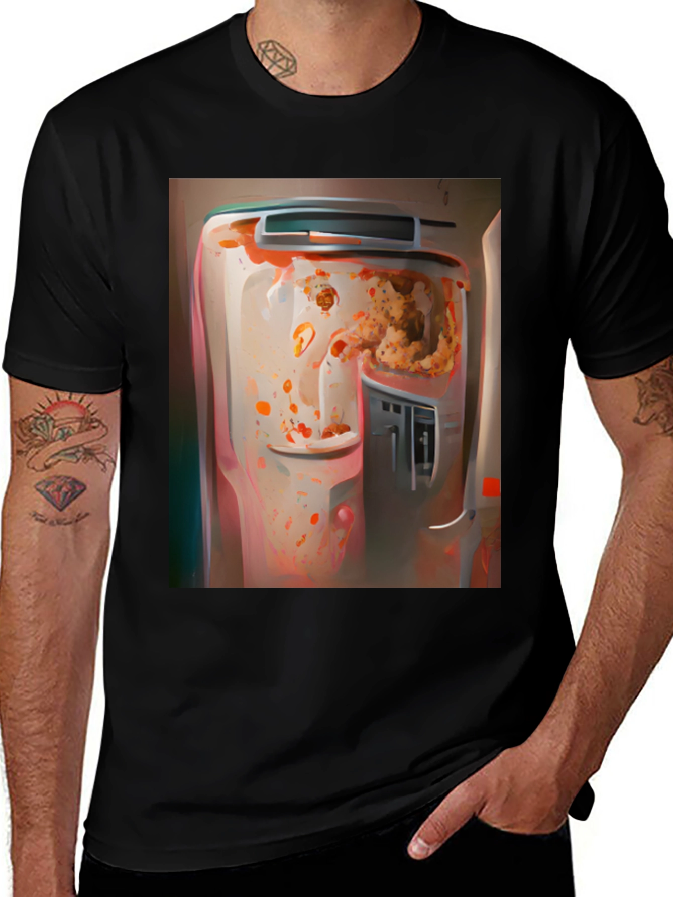 Variant 14 of Abstract Art Printed Black T-Shirt