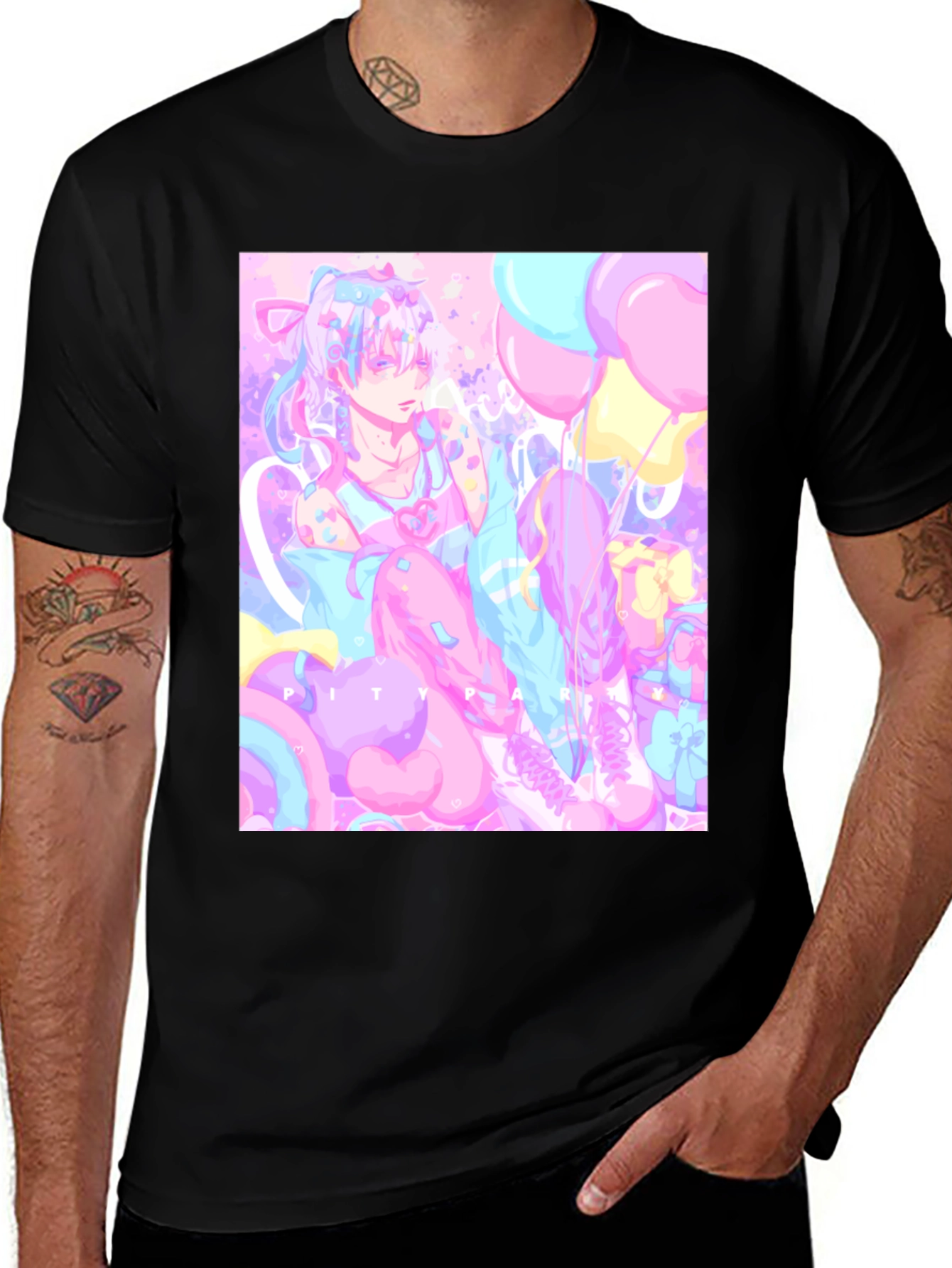Variant 4 of Anime Pastel Graphic Tee - Kawaii Pity Party T-Shirt