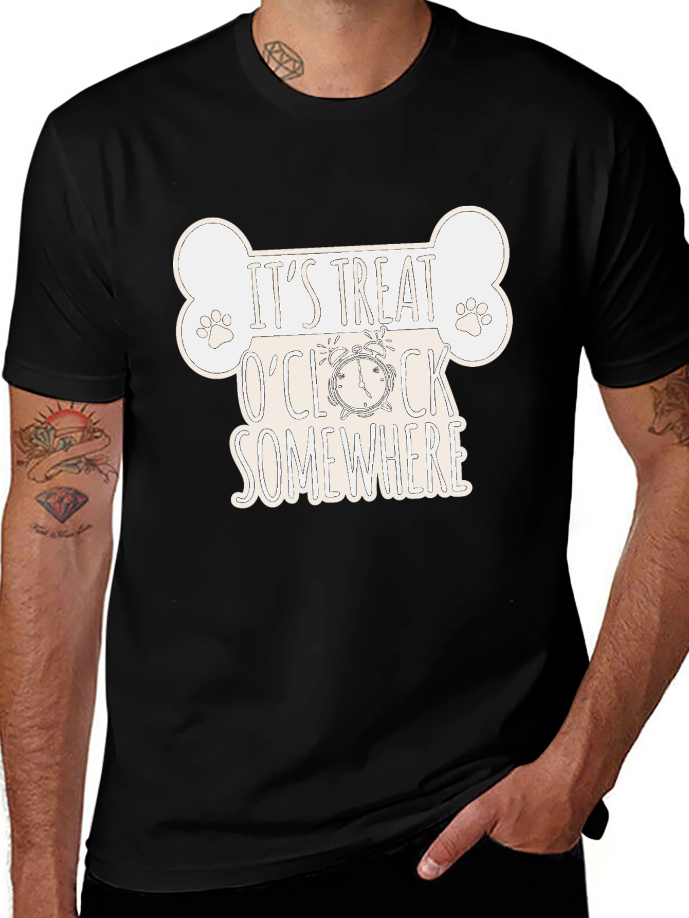 It's Treat O'Clock Somewhere Black Graphic Tee