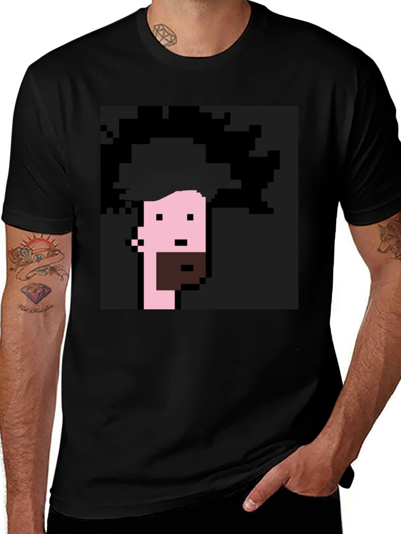 Variant 29 of Pixelated Afro Graphic Tee - Black