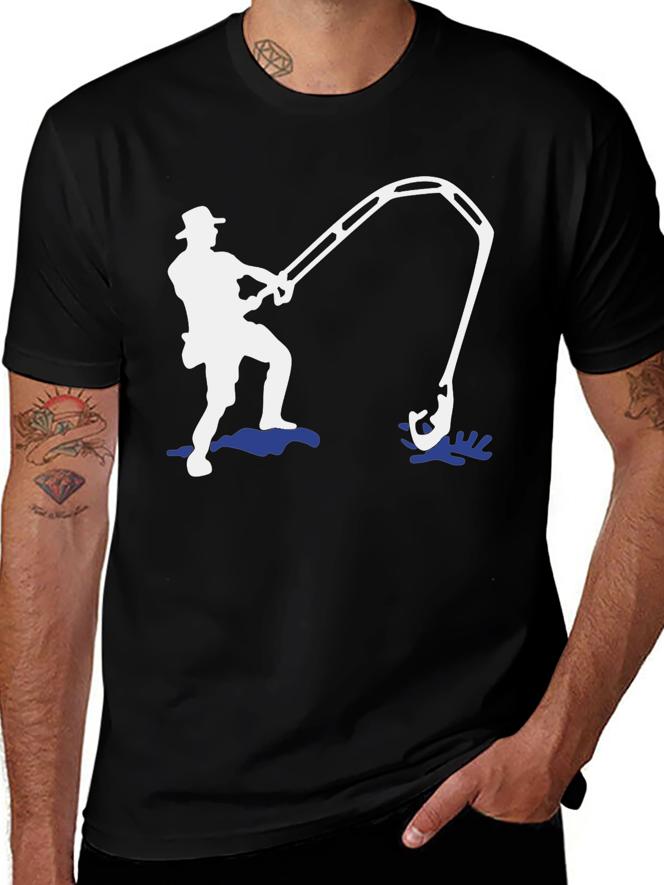 Variant 26 of Fishing T-Shirt - Angler Silhouette Tee