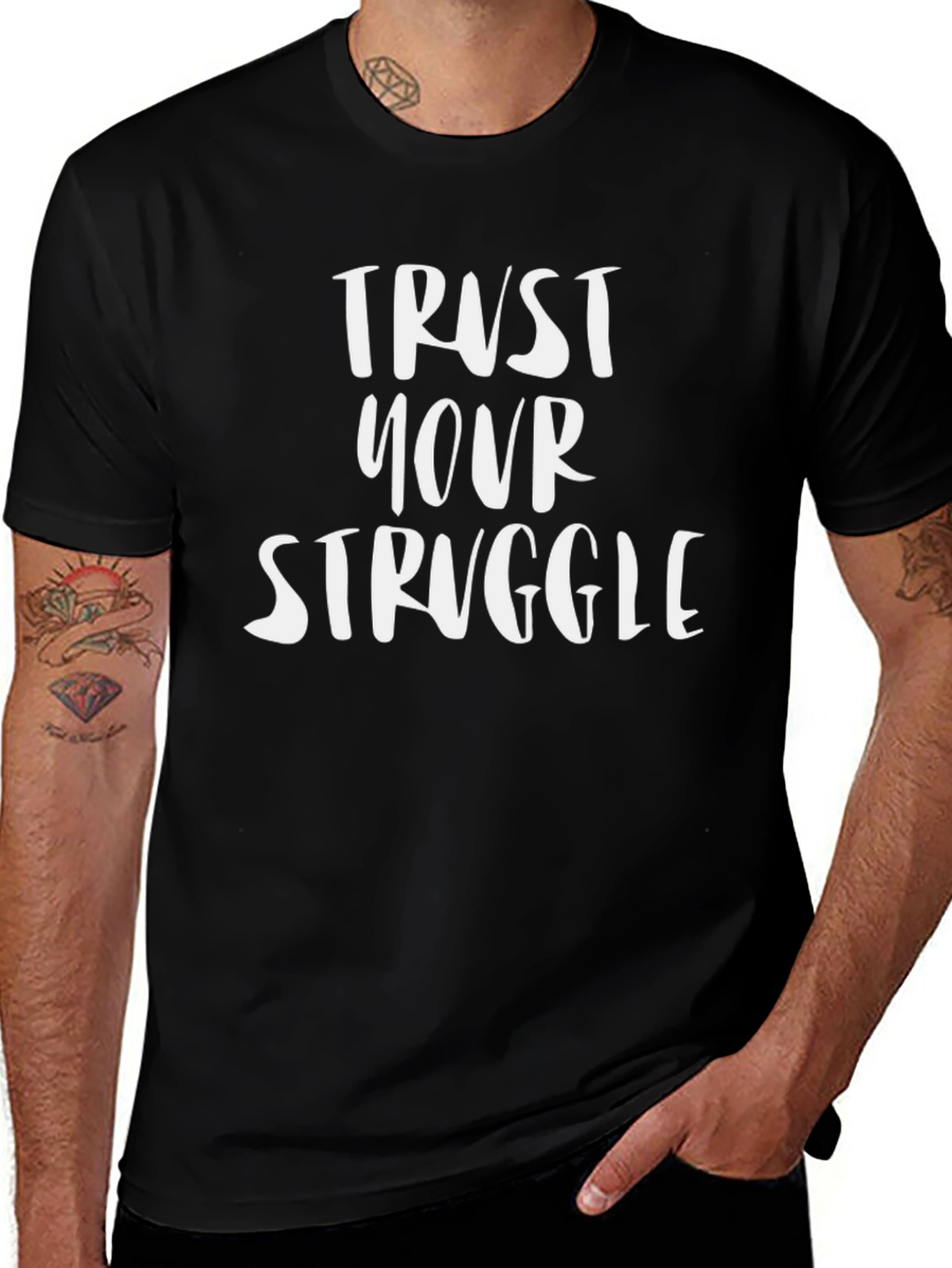 Variant 21 of Trust Your Struggle Black Graphic T-Shirt