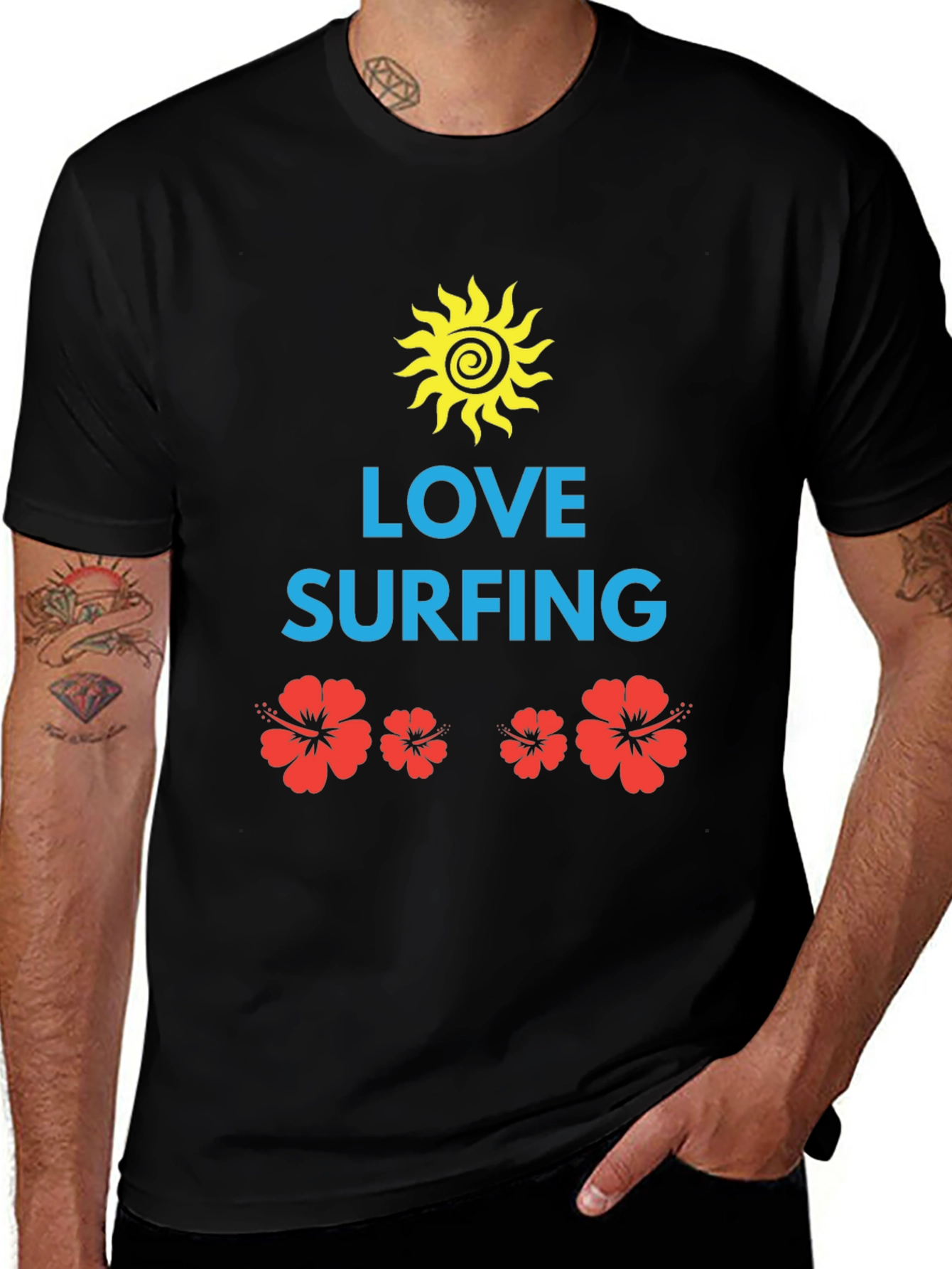 Variant 5 of Love Surfing Graphic Tee - Black