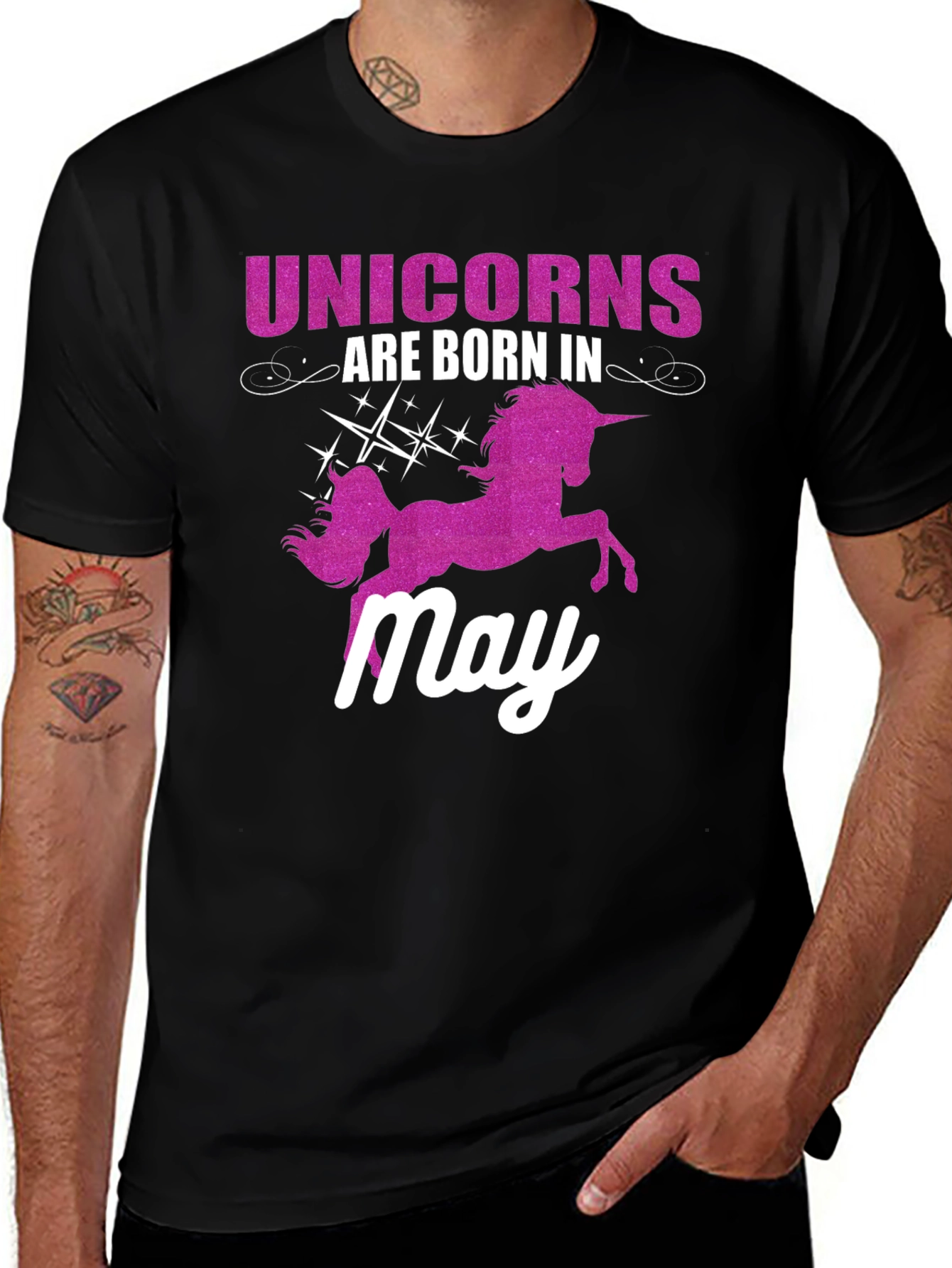 Variant 30 of Unicorns Born In May Black T-Shirt