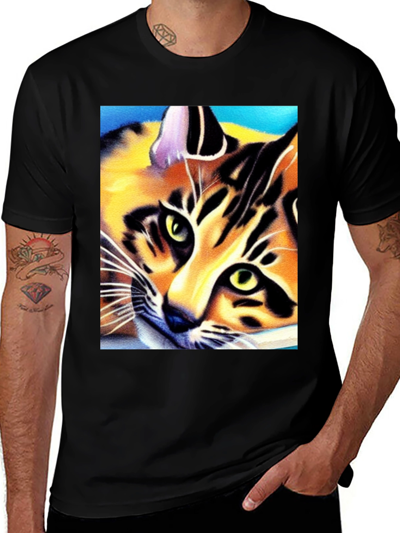 Variant 27 of Cool Cat Art Graphic T-Shirt