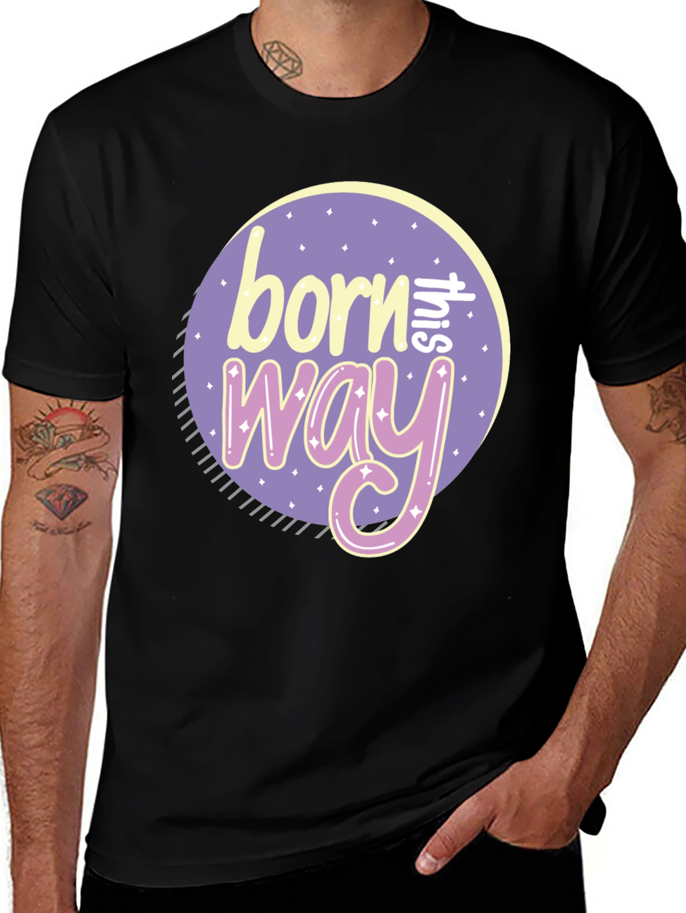 Variant 6 of Born This Way Graphic Tee - Black Unisex T-Shirt