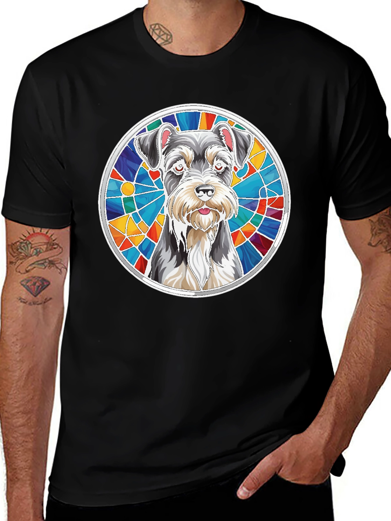 Schnauzer Stained Glass Graphic Tee - Unisex