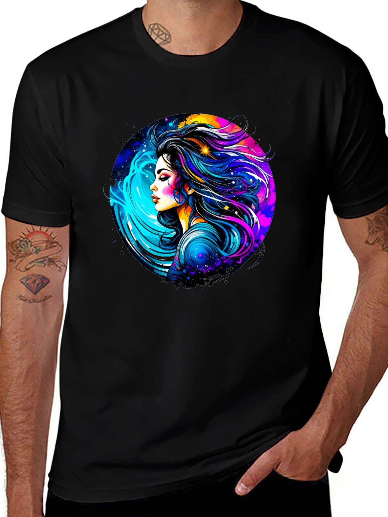 Cosmic Woman Graphic Tee - Modern Art Print