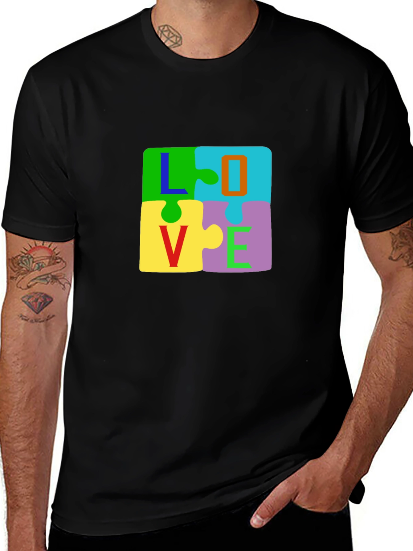Variant 10 of Love Puzzle Piece Graphic Tee - Autism Awareness