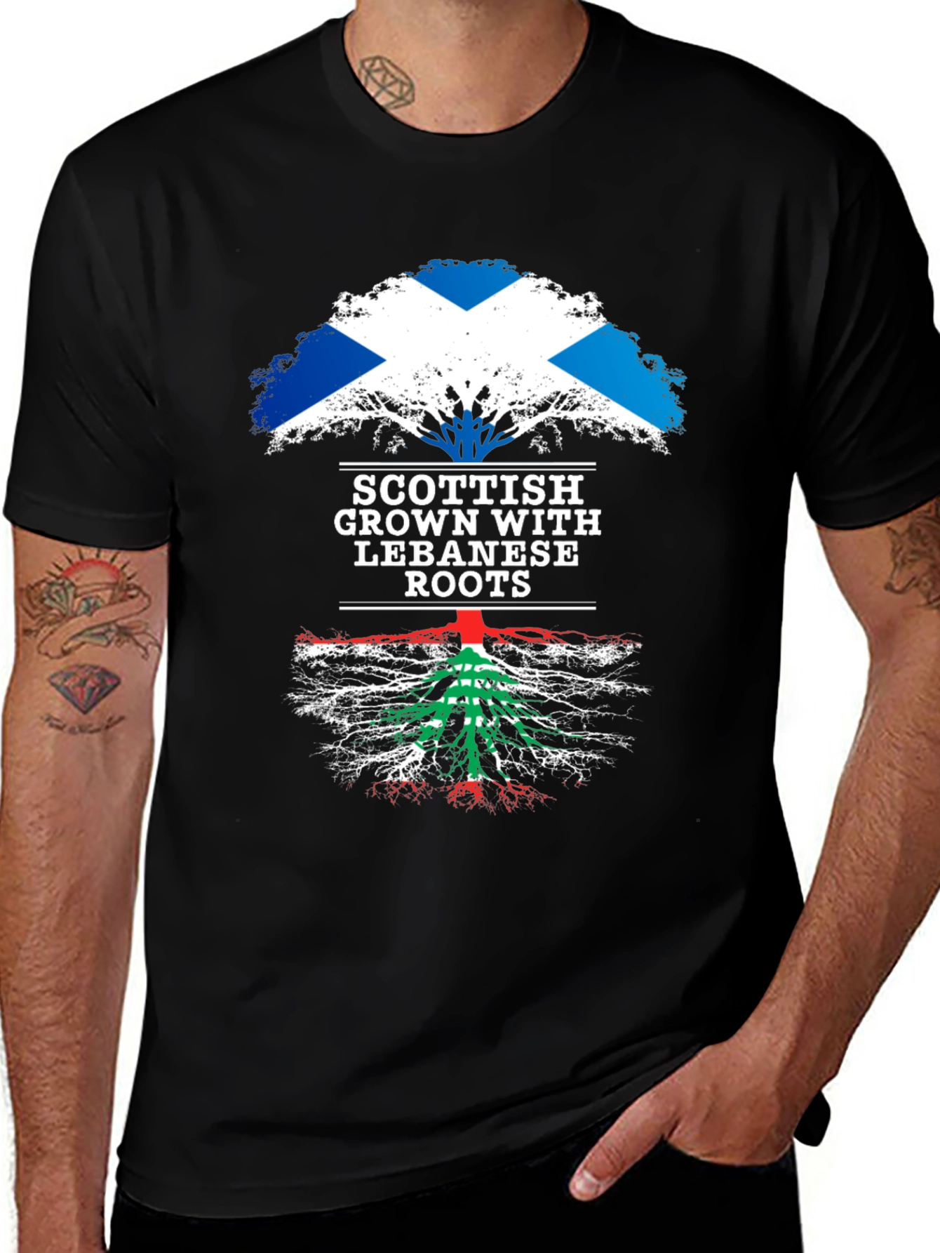 Scottish Lebanese Roots T-Shirt, Scotland Lebanon Heritage Tee