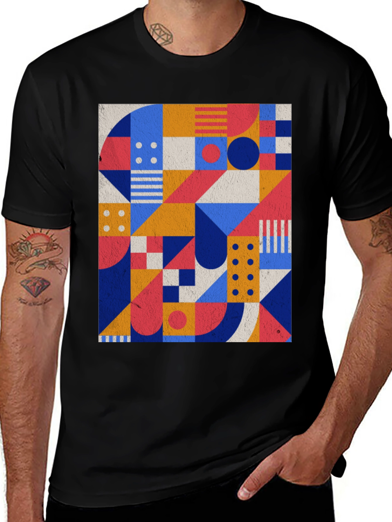Variant 21 of Geometric Pattern Black T-Shirt - Modern Art Tee
