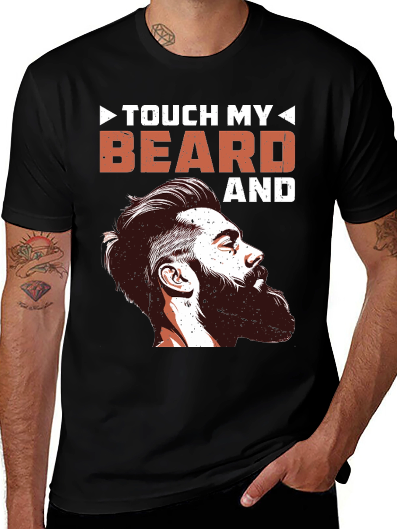 Variant 17 of Touch My Beard T-Shirt - Graphic Tee for Men