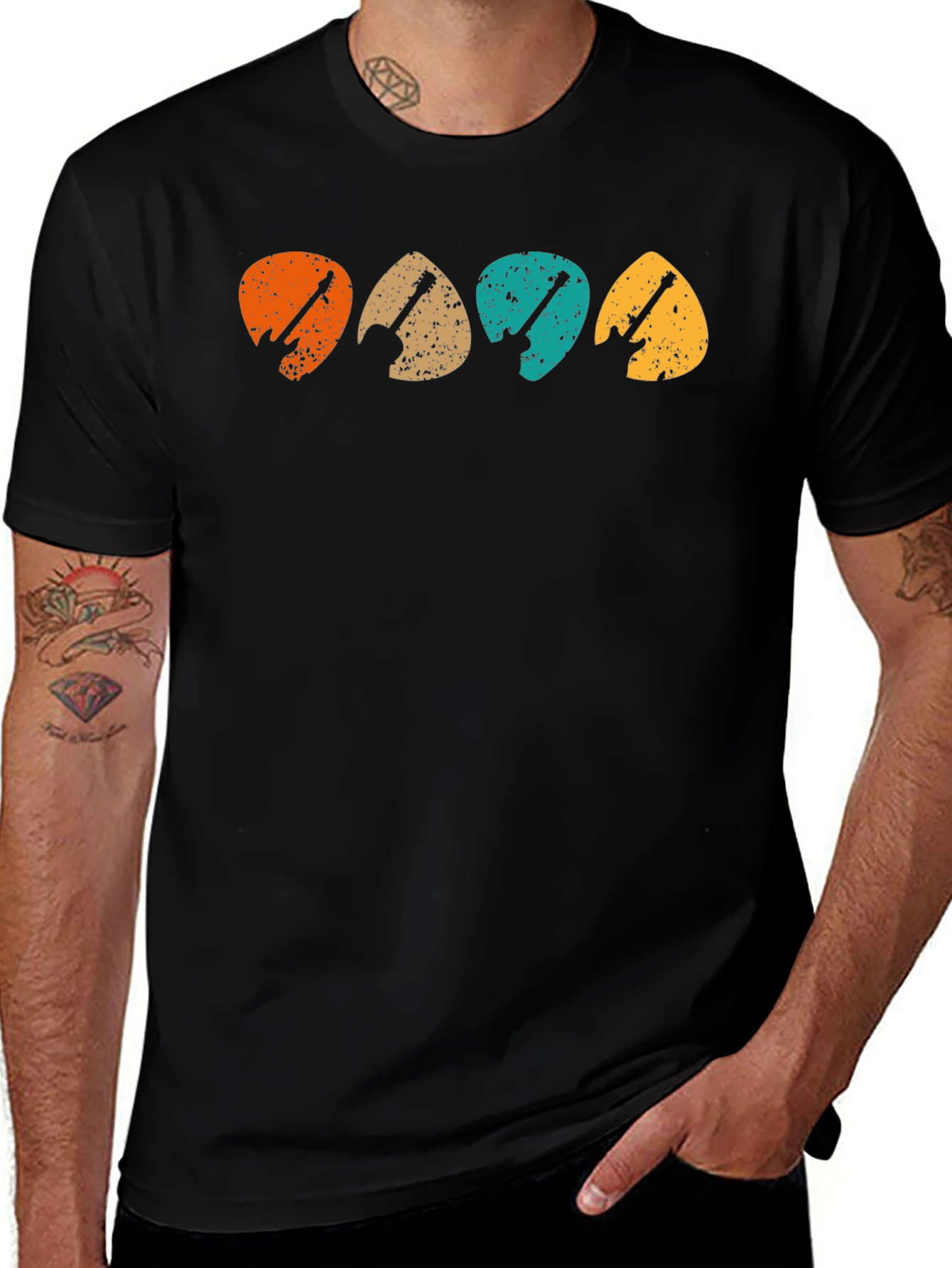 Variant 8 of Vintage Guitar Pick Graphic T-Shirt - Black