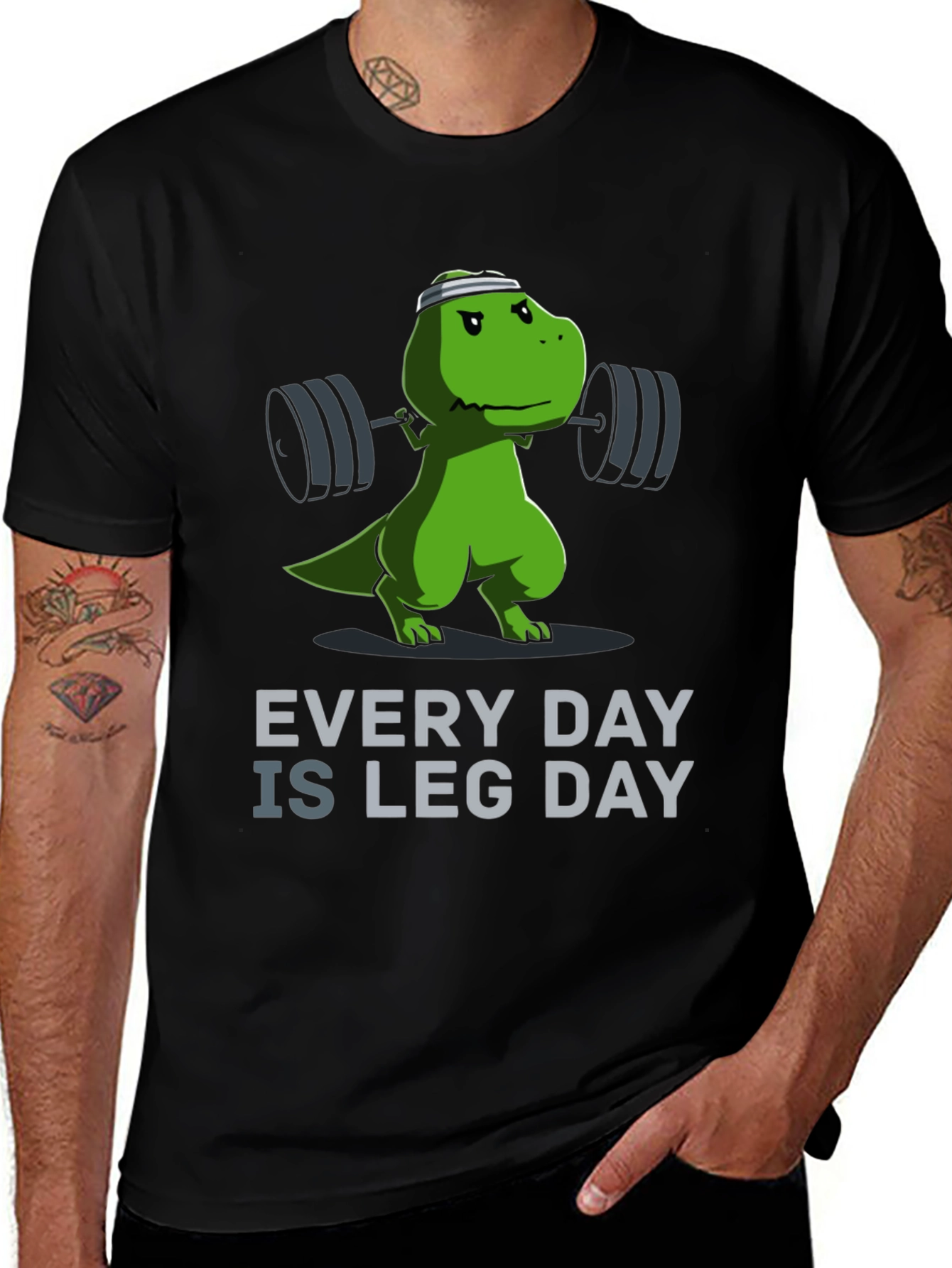 Black Dino Leg Day T-Shirt - Every Day Is Leg Day! main image