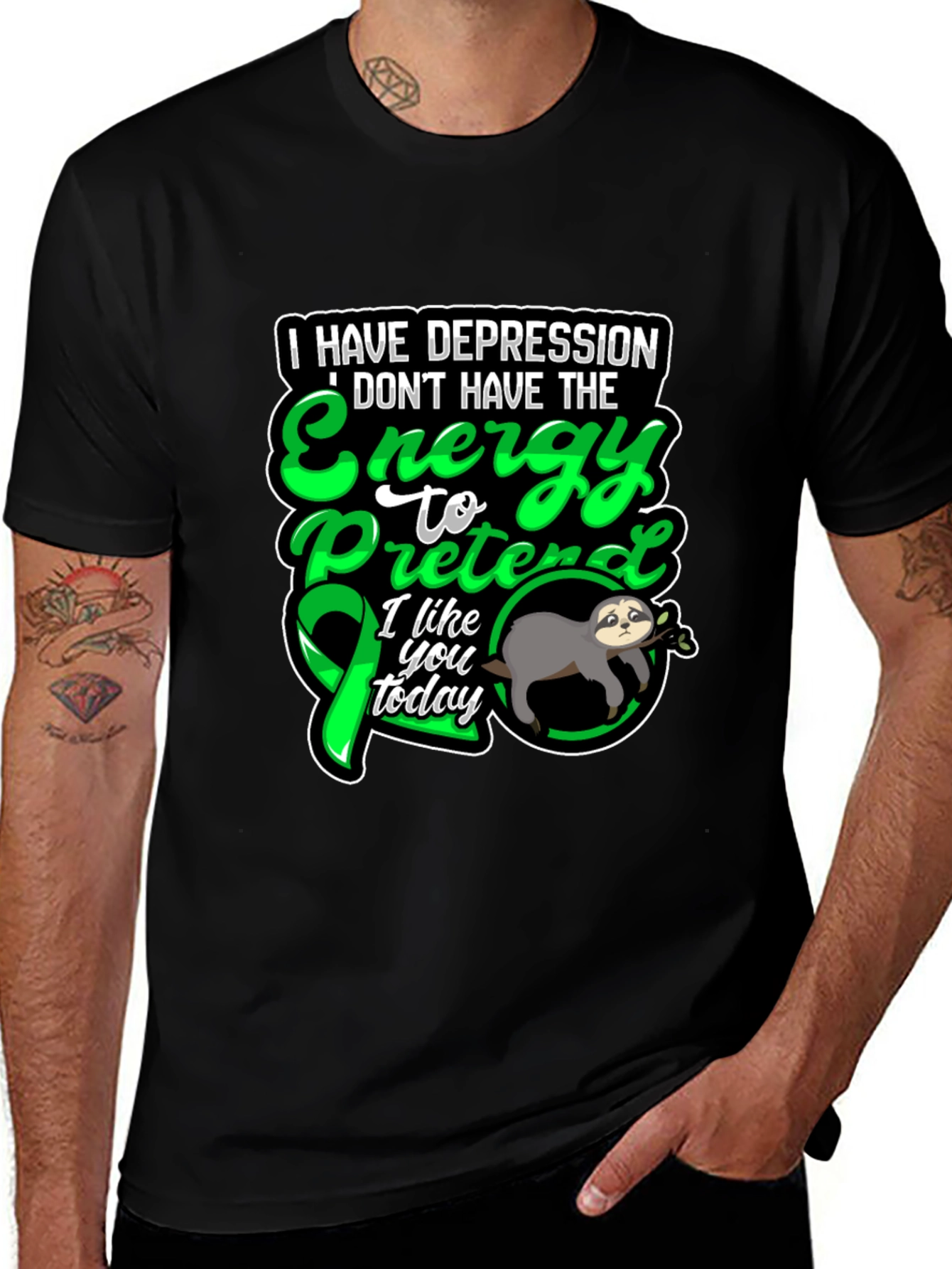Variant 15 of Depression Awareness Sloth T-Shirt - Energy to Pretend