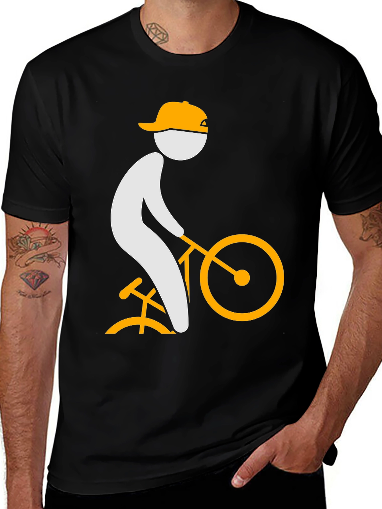 Variant 18 of Stick Figure Cyclist Black T-Shirt