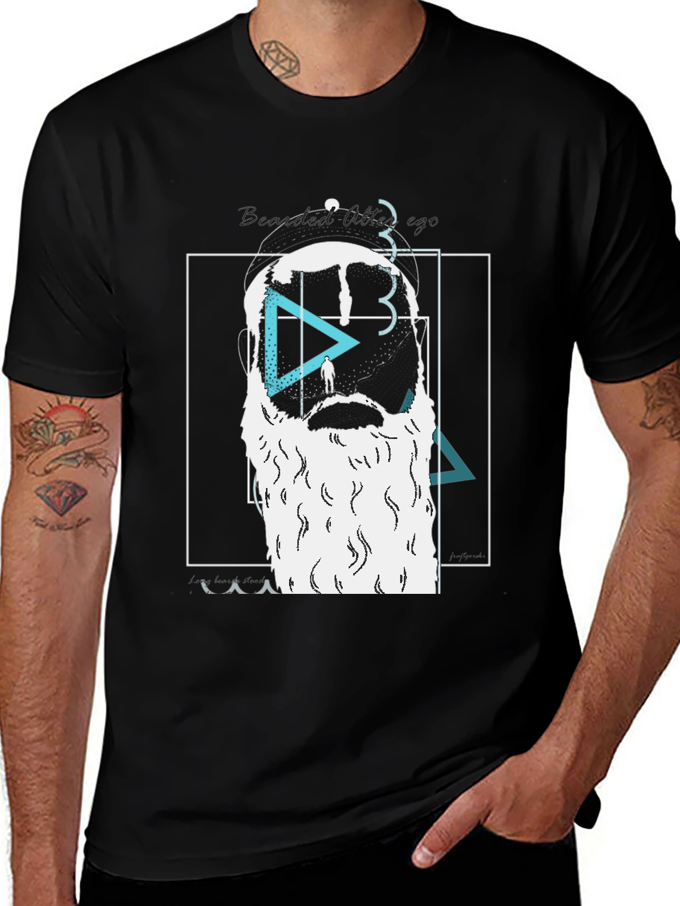 Variant 27 of Abstract Graphic Print Men's Black T-Shirt