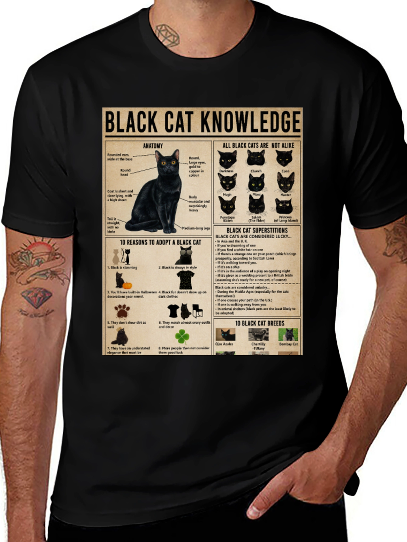 Variant 11 of Black Cat Knowledge Graphic T-Shirt