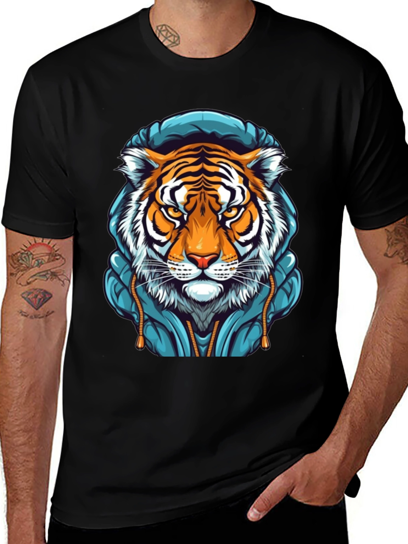 Tiger Hoodie T-Shirt - Cool Graphic Tee