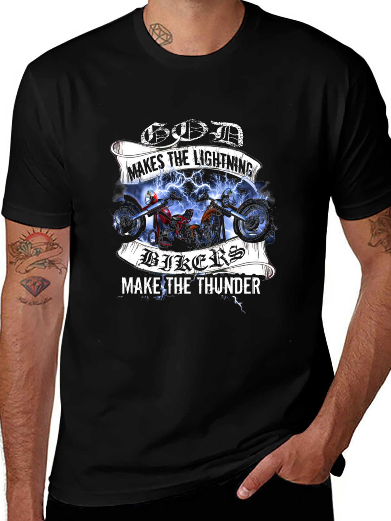 Variant 14 of God Makes Lightning Bikers Thunder Graphic Tee