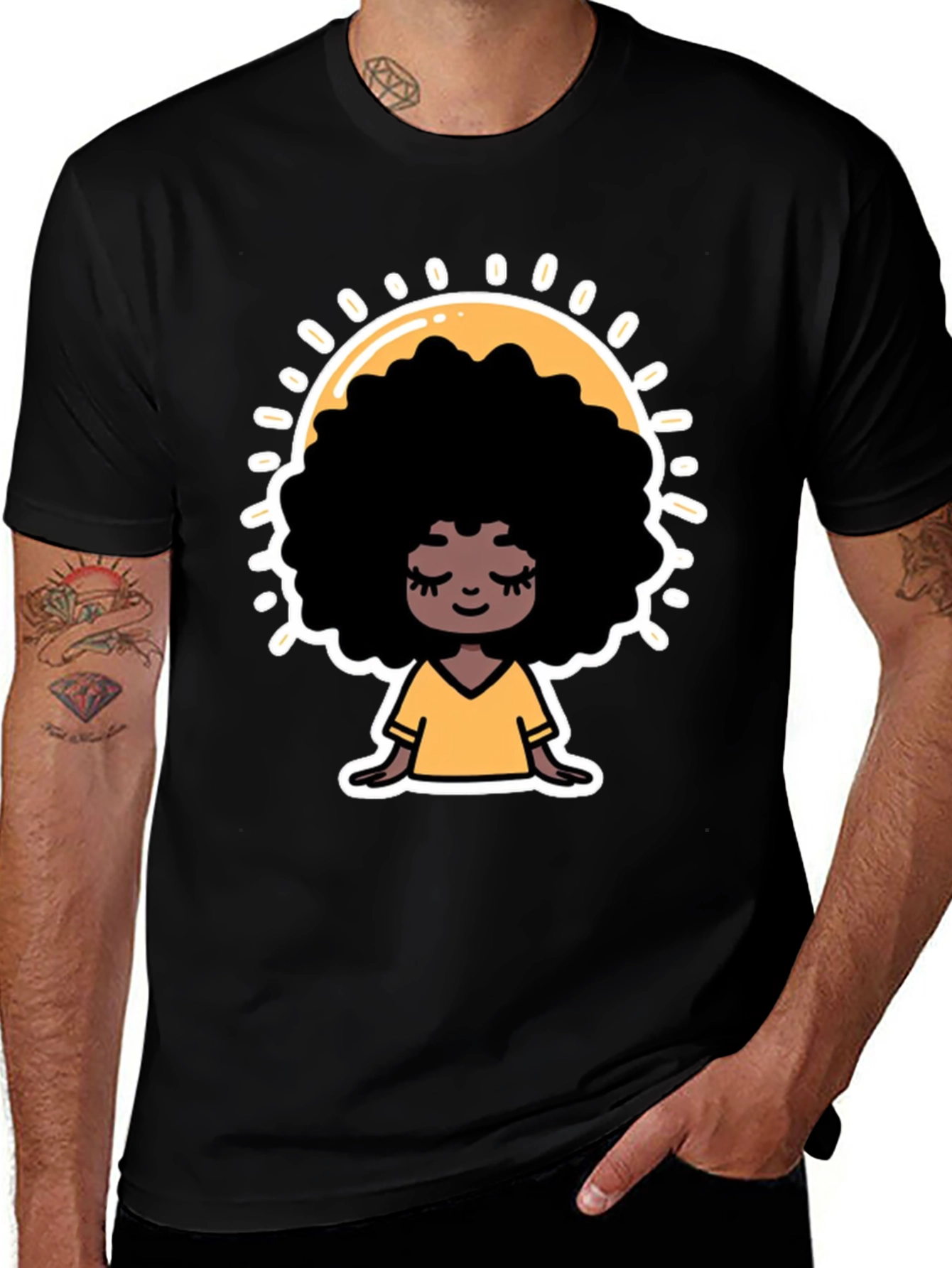 Variant 25 of Afro Goddess Black T-Shirt - Stylish Comfort