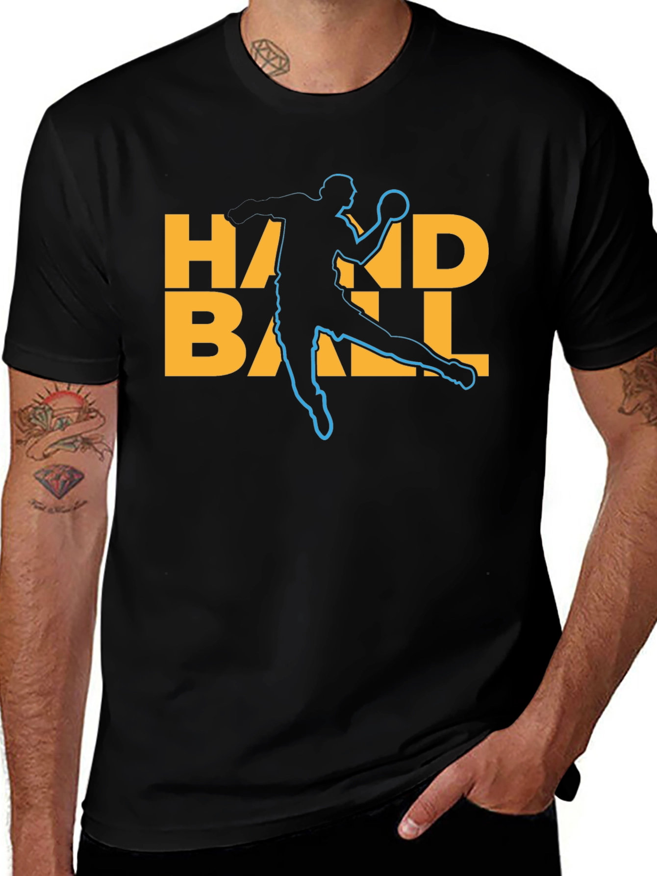 Handball Player Graphic T-Shirt - Black
