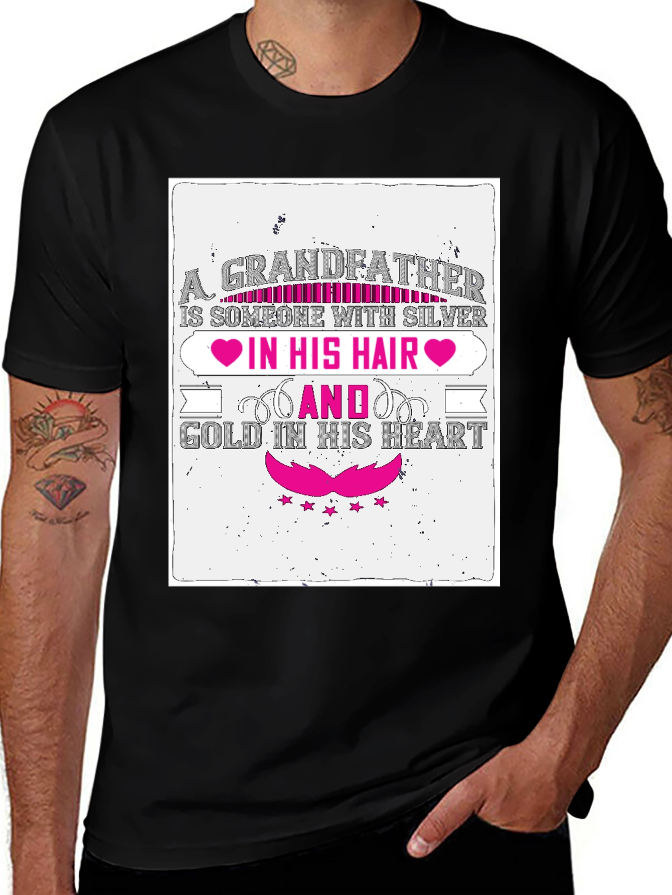Variant 4 of Grandfather Silver Hair Gold Heart T-Shirt