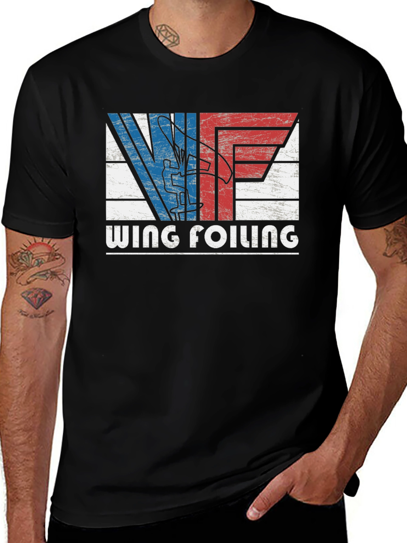 Variant 20 of Wing Foiling T-Shirt - Retro Graphic Tee