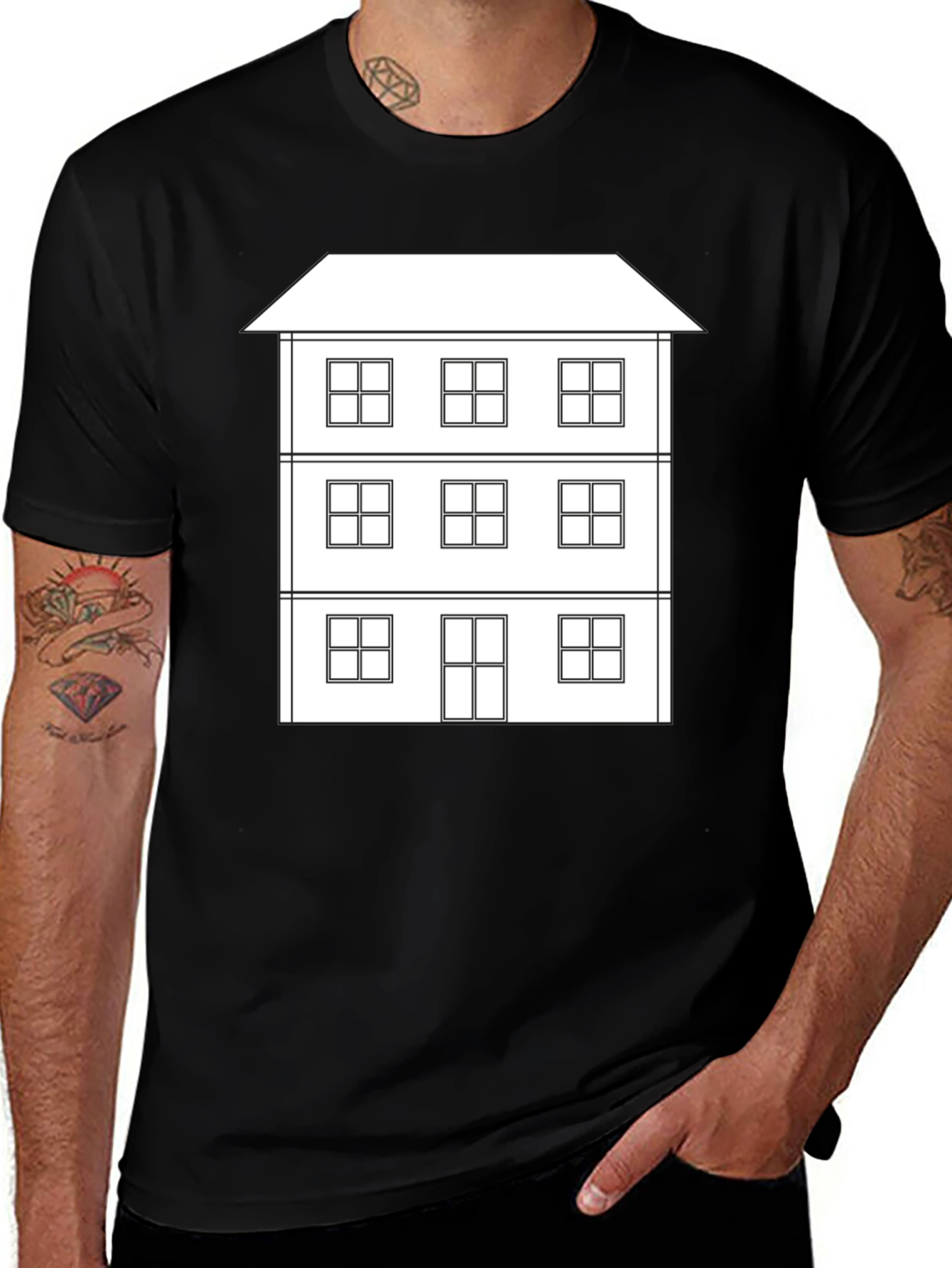 Variant 10 of Apartment Building Graphic T-Shirt - Black