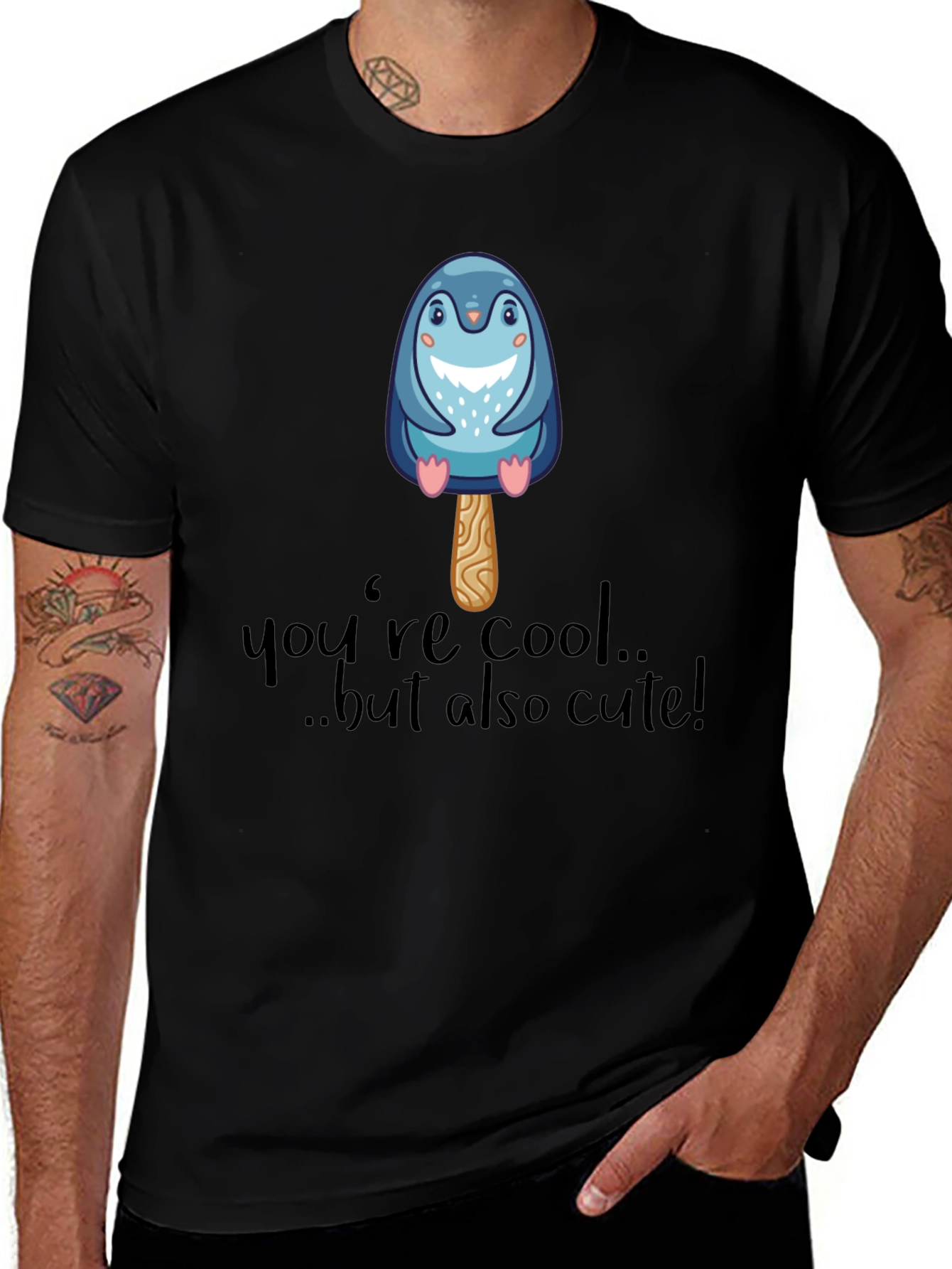 Cool Cute Penguin Popsicle Graphic T-Shirt