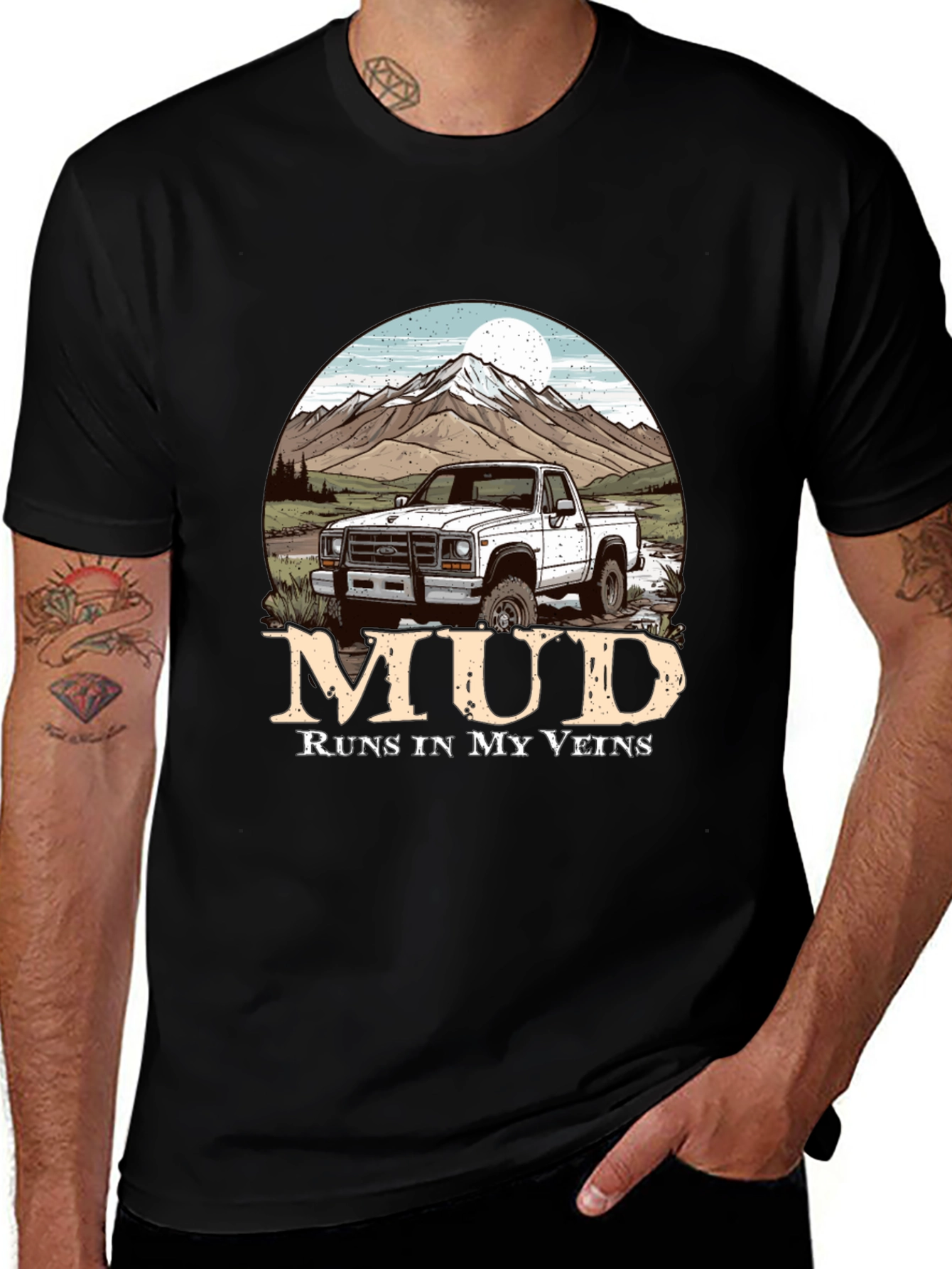 Variant 9 of Mud Runs In My Veins Truck T-Shirt