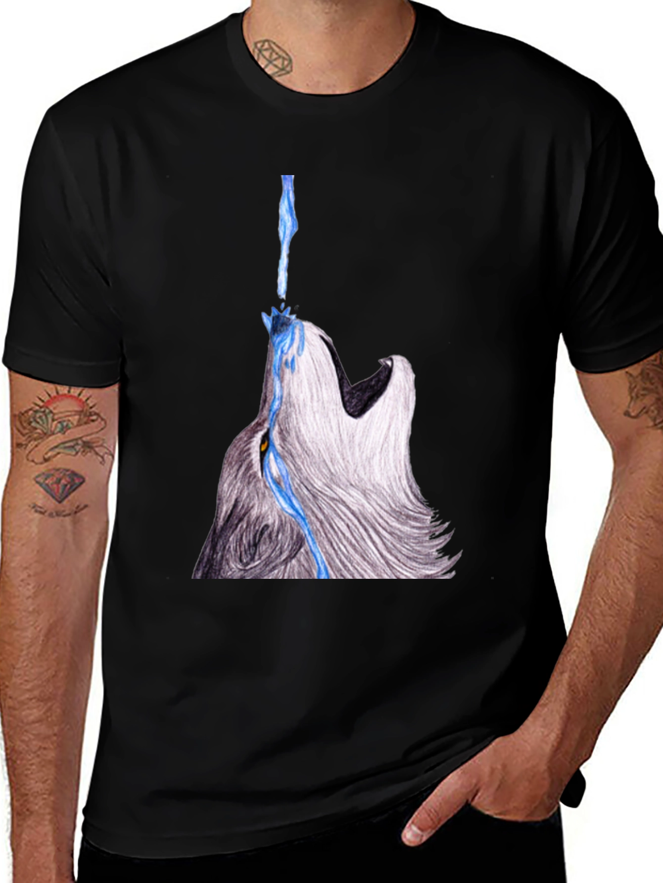 Variant 15 of Wolf Graphic Tee - Black