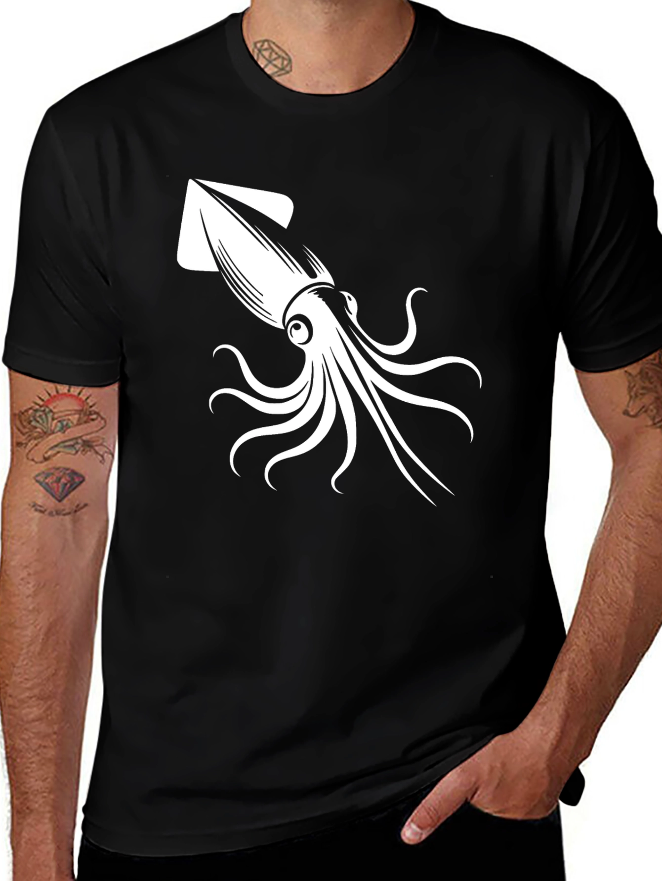Variant 26 of Squid Graphic T-Shirt - Black Cotton Tee