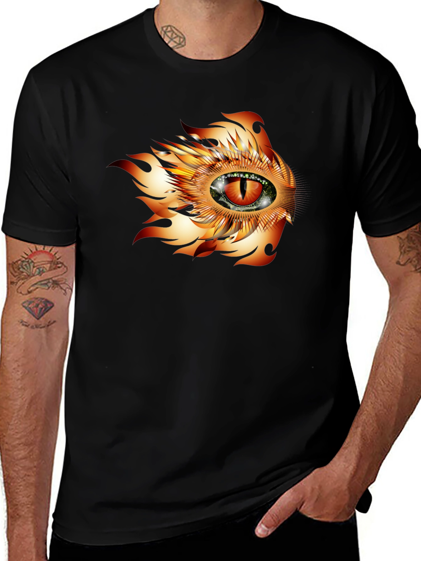 Variant 10 of Fiery Eye Graphic T-Shirt - Bold Black Cotton Tee