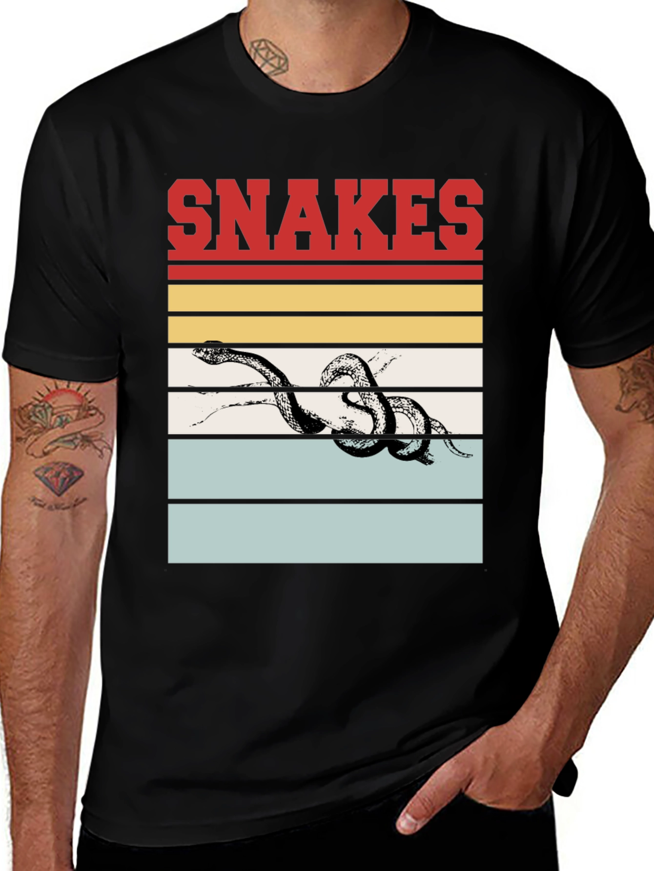 Variant 4 of Snakes Retro Graphic T-Shirt