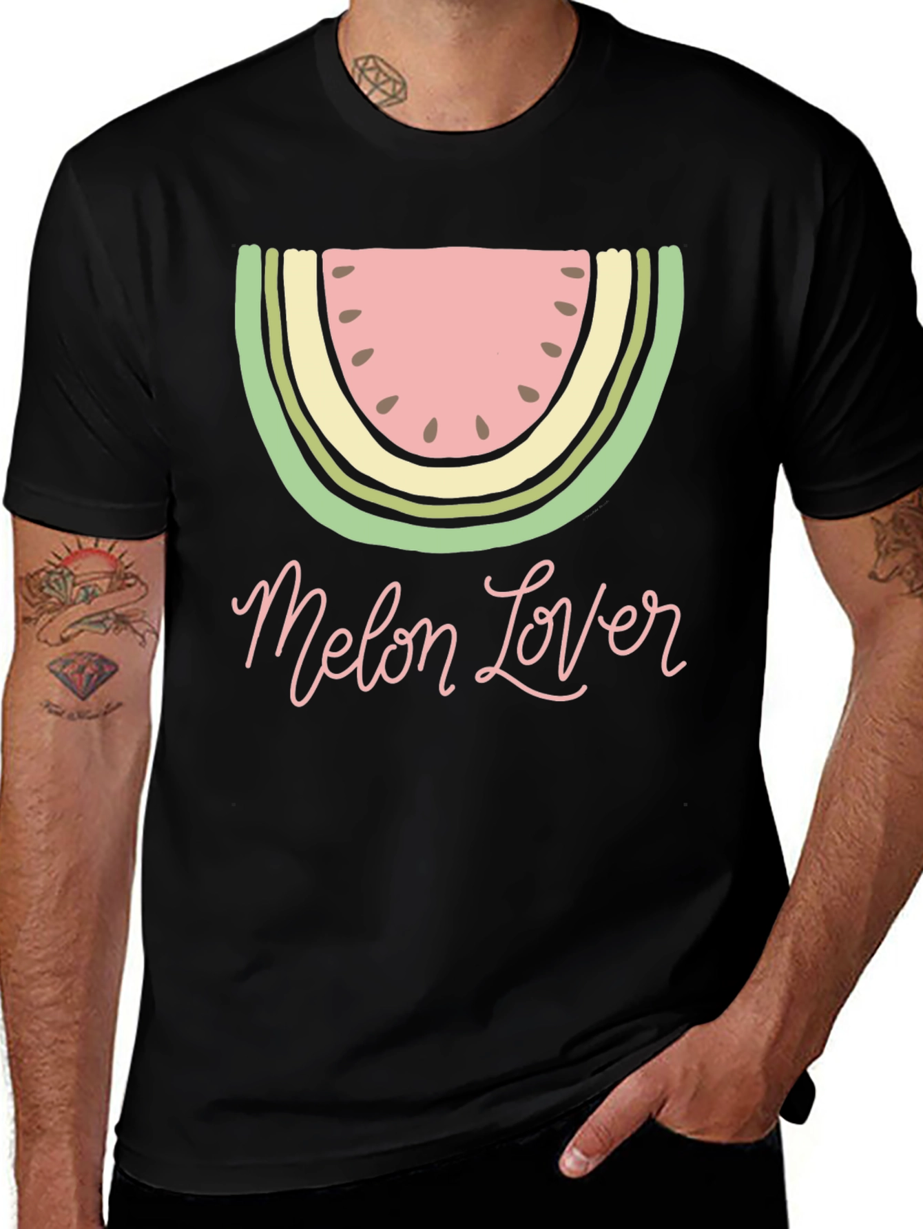 Variant 27 of Melon Lover Graphic Tee - Casual Black T-Shirt