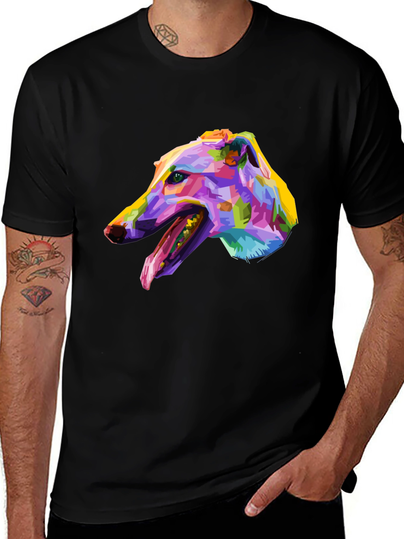Variant 12 of Abstract Greyhound Graphic Tee - Black