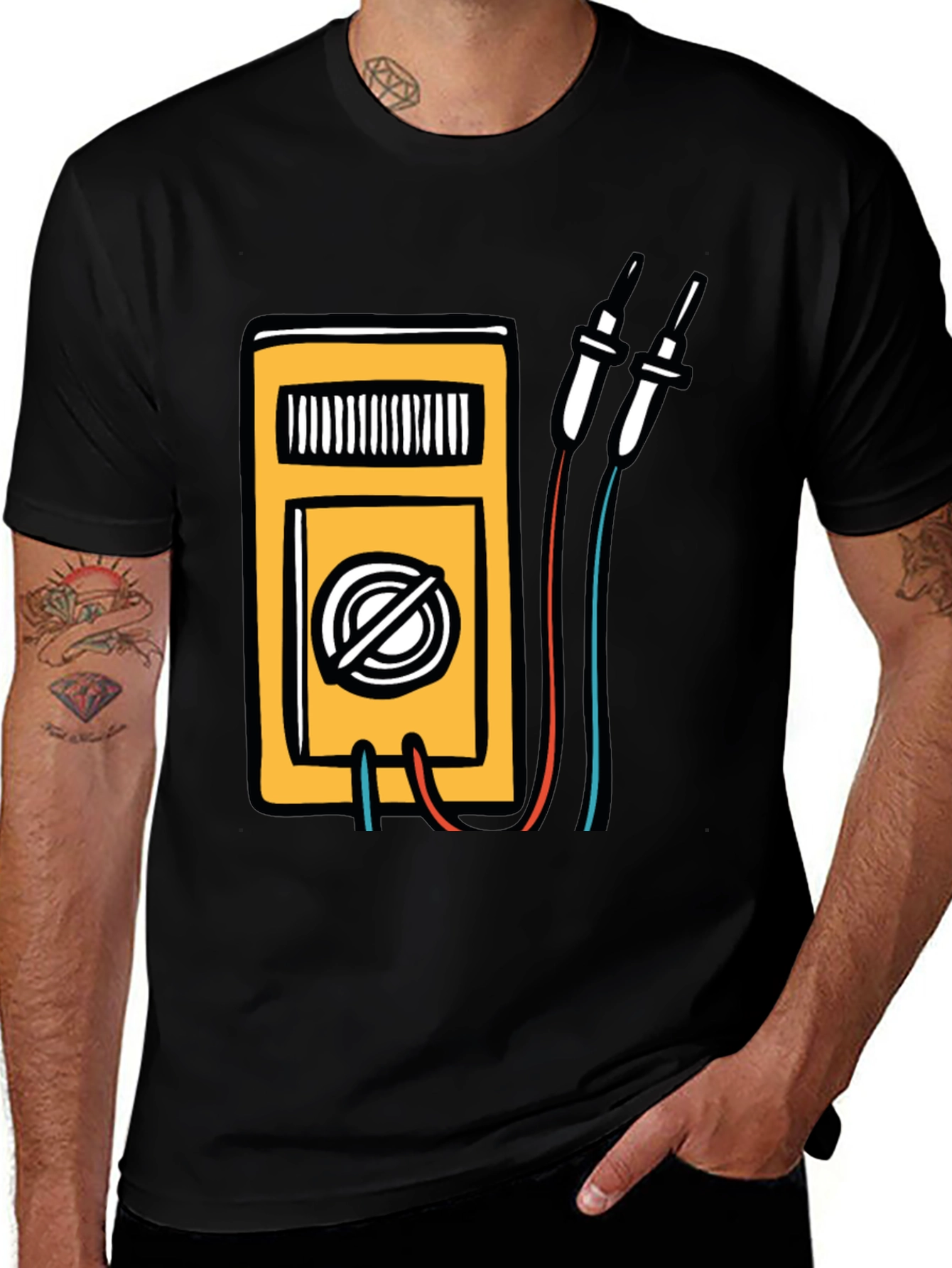 Variant 21 of Electrician Multimeter Graphic Black T-Shirt