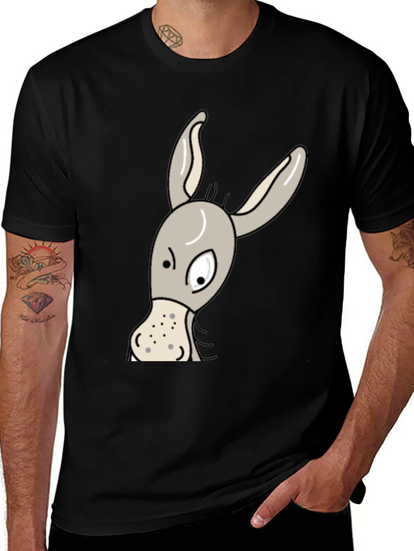 Variant 4 of Funny Donkey Graphic T-Shirt - Men's Black Tee