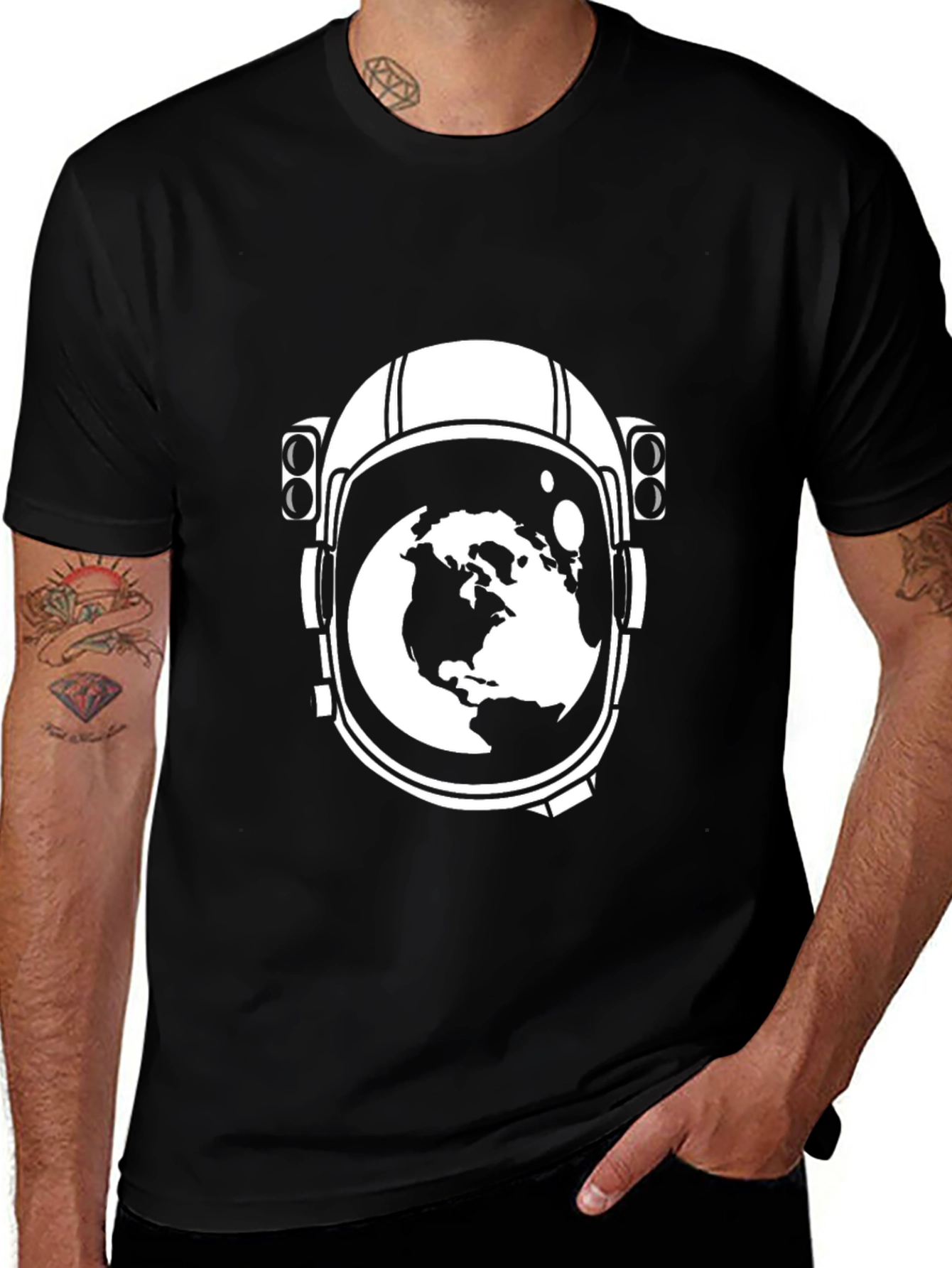 Variant 4 of Astronaut Helmet Earth Graphic Tee