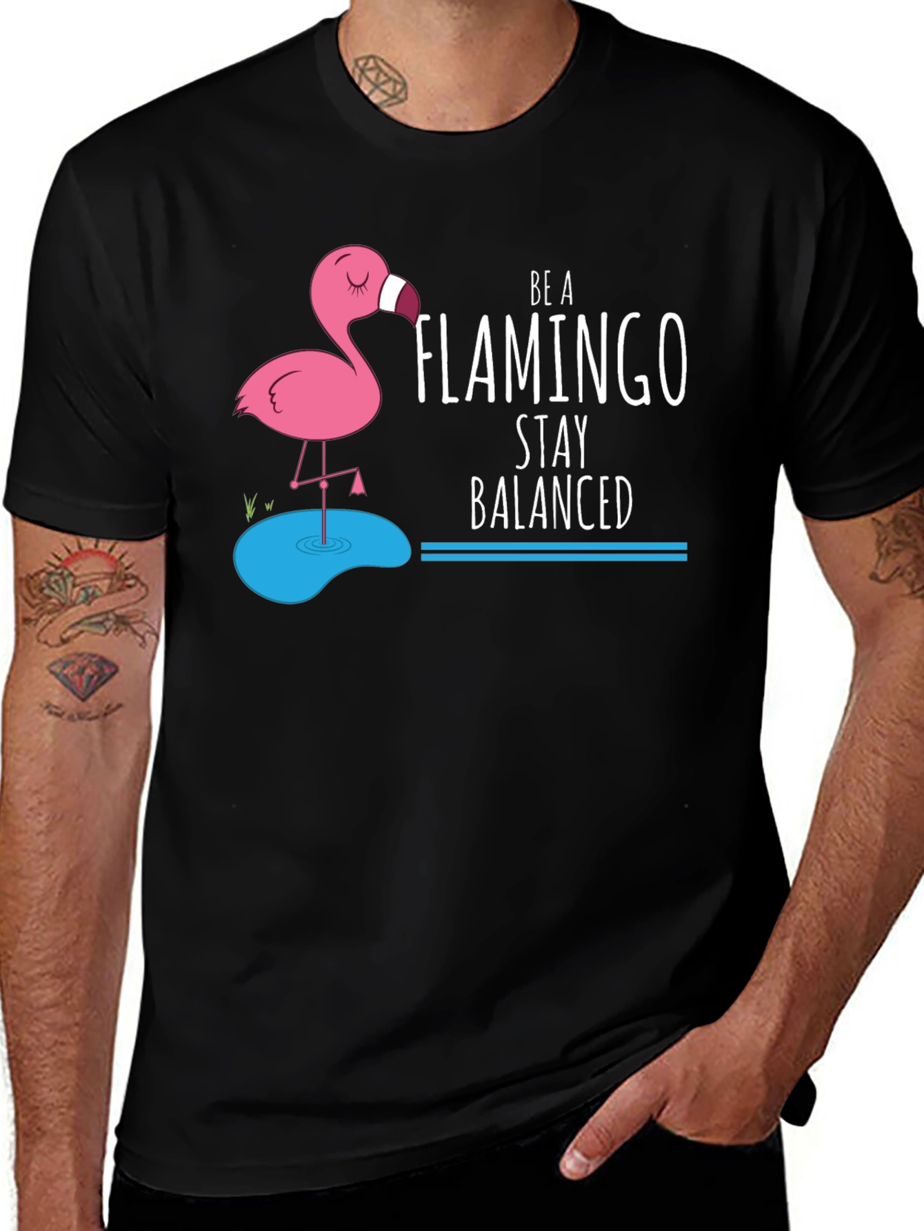 Variant 23 of Be a Flamingo Stay Balanced Graphic Tee