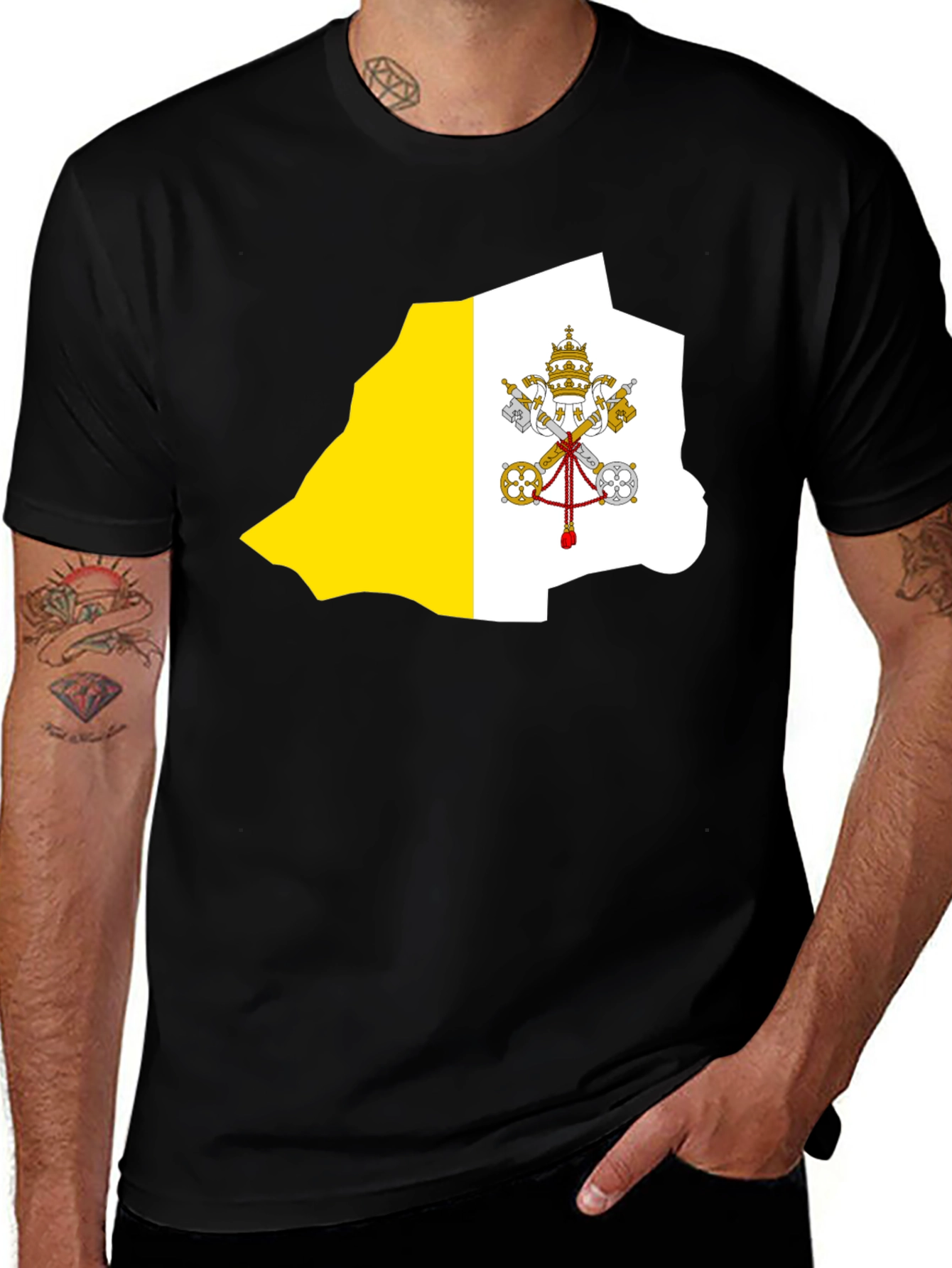 Vatican City Flag T-Shirt - Black