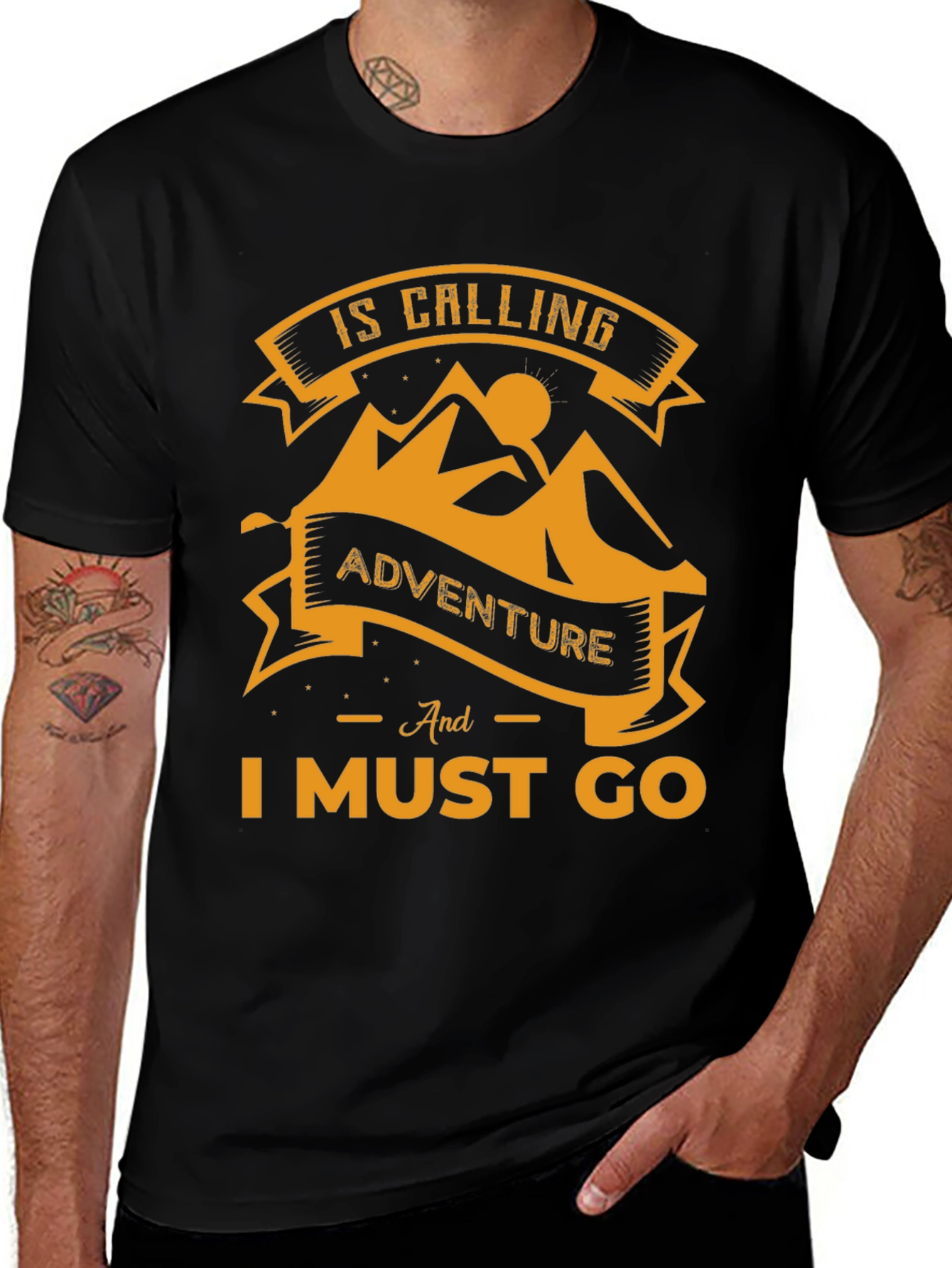 Variant 14 of Adventure Awaits Men's Black Graphic Tee