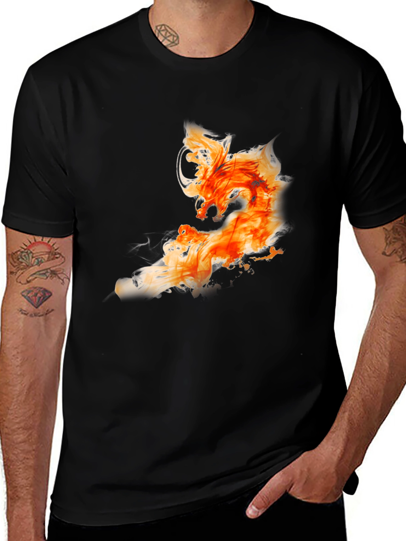 Variant 6 of Fiery Dragon Graphic Black T-Shirt