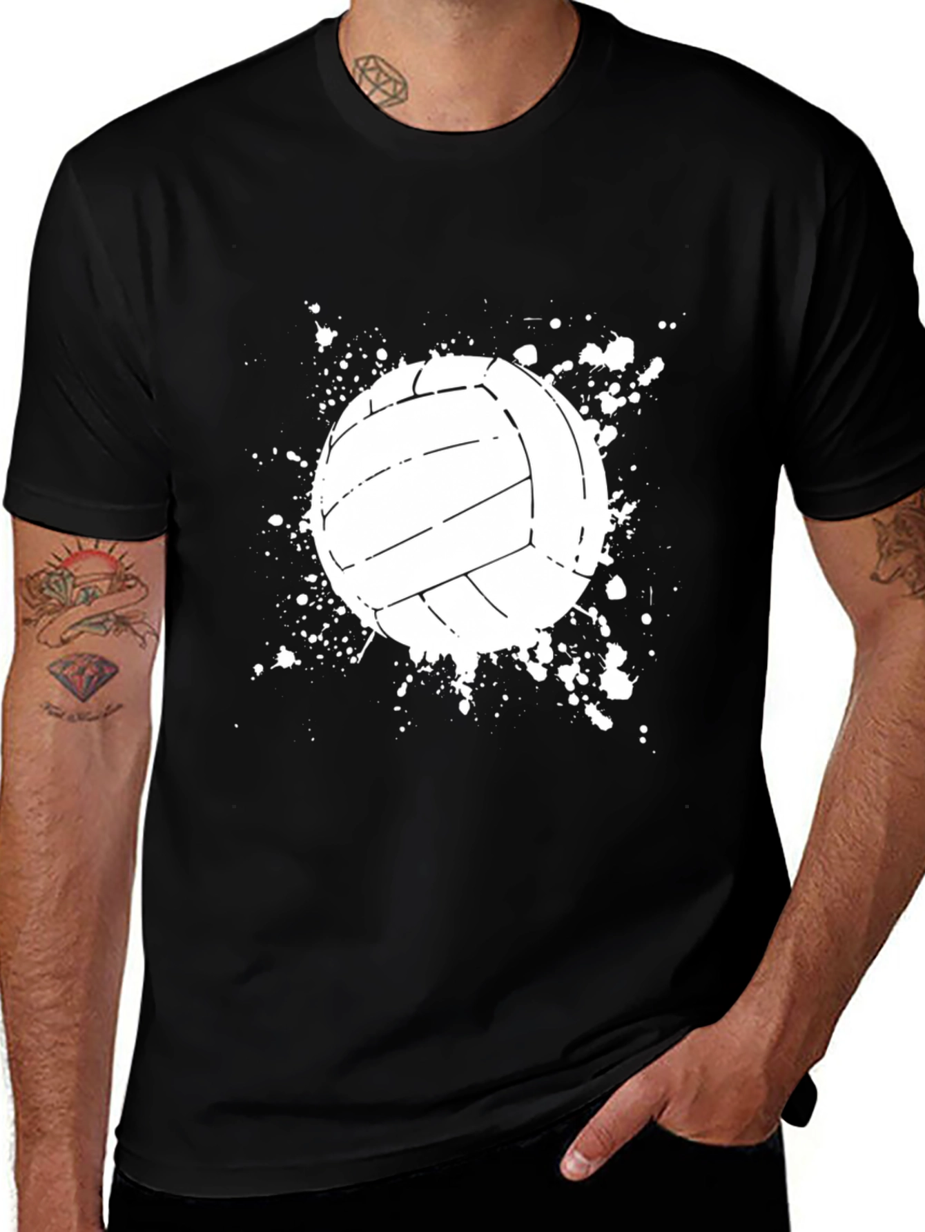 Variant 18 of Volleyball Splash Graphic Tee - Black