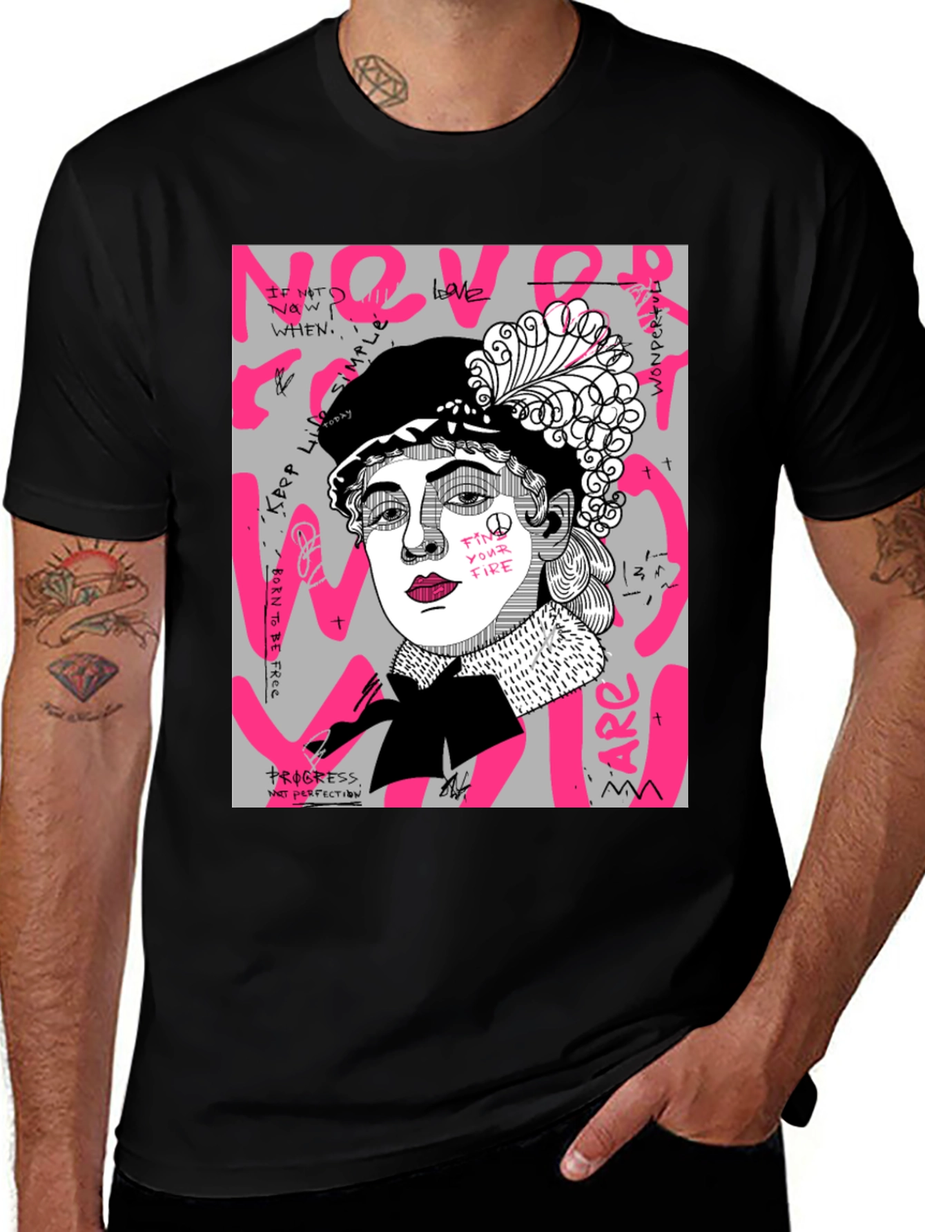 Never Woman T-Shirt, Graphic Print Tee