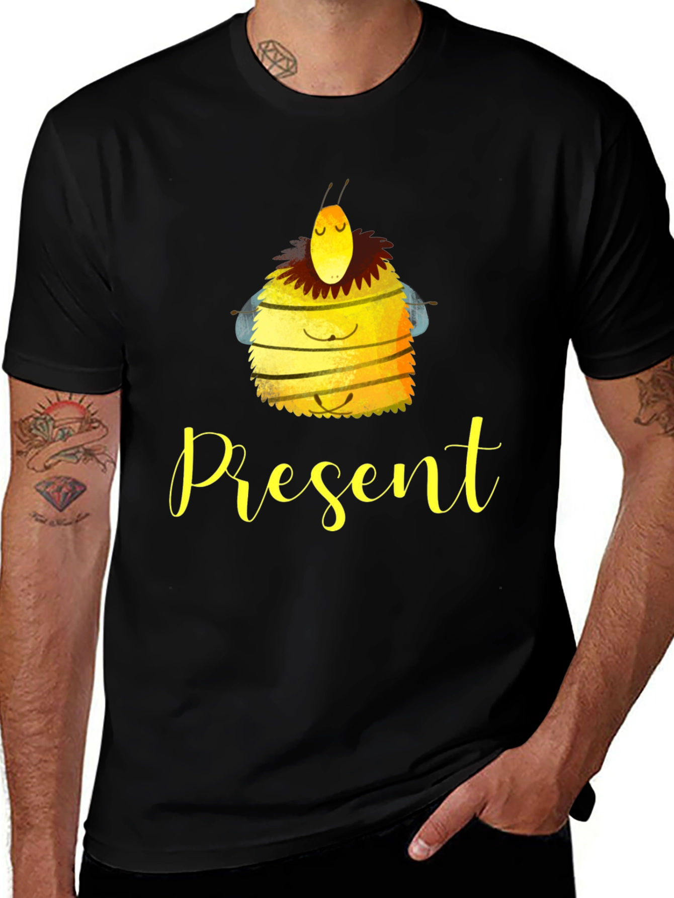 Variant 29 of Present Bee Graphic T-Shirt - Zen Mindfulness Tee