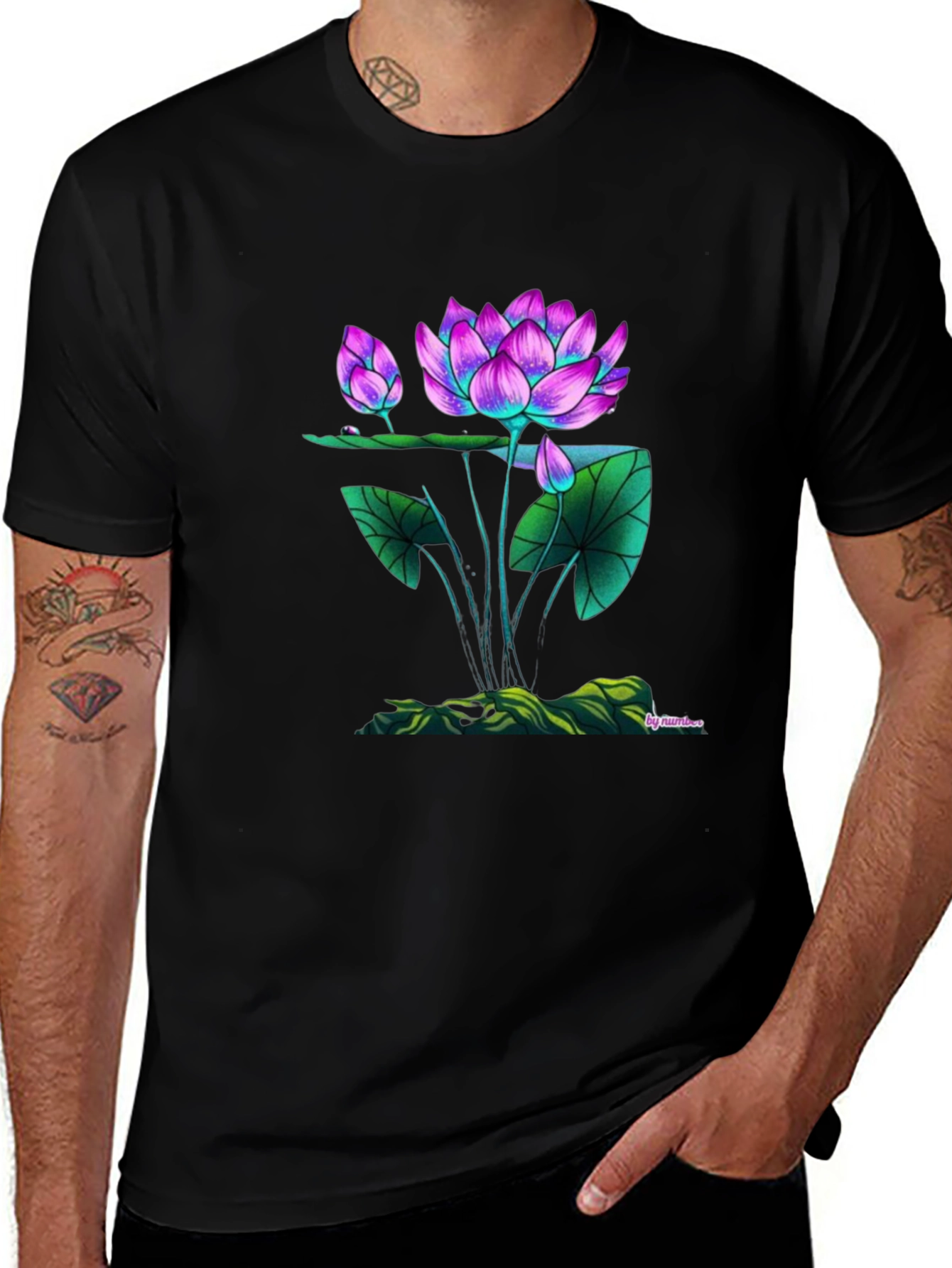 Variant 9 of Lotus Flower Graphic Tee - Unique Artistic Design