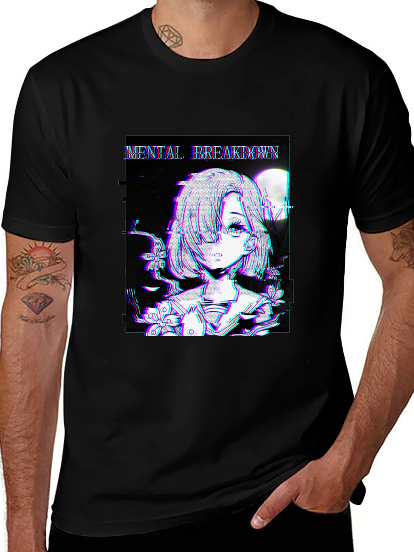 Variant 22 of Mental Breakdown Anime Graphic Black T-Shirt