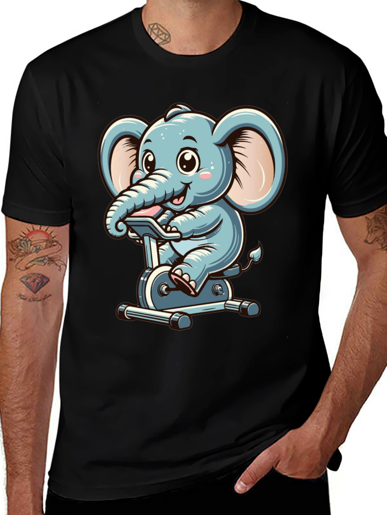 Variant 8 of Elephant on Exercise Bike T-Shirt